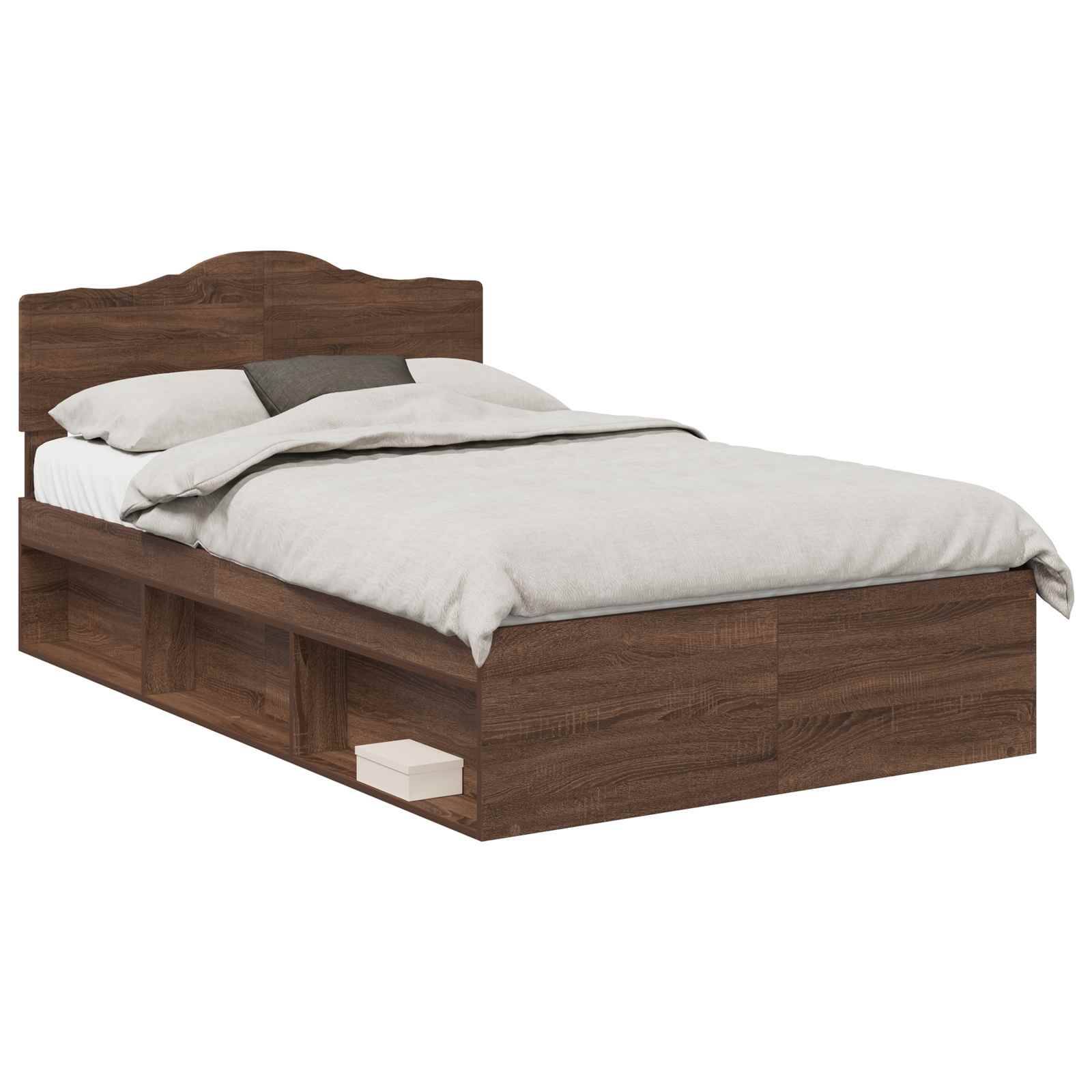 vidaXL Bettrahmen Braun Eichen-Optik 120 x 200 cm Massives Kiefernholz