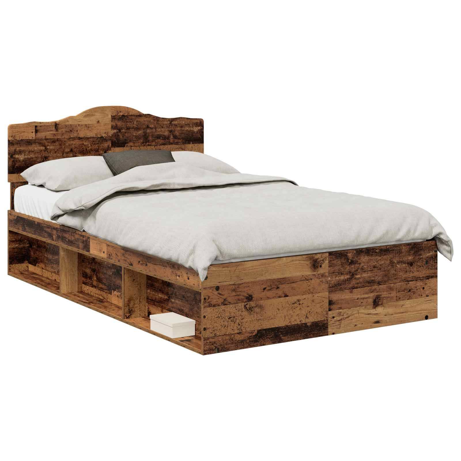 vidaXL Bettrahmen Altholz 135 x 190 cm Massives Kiefernholz