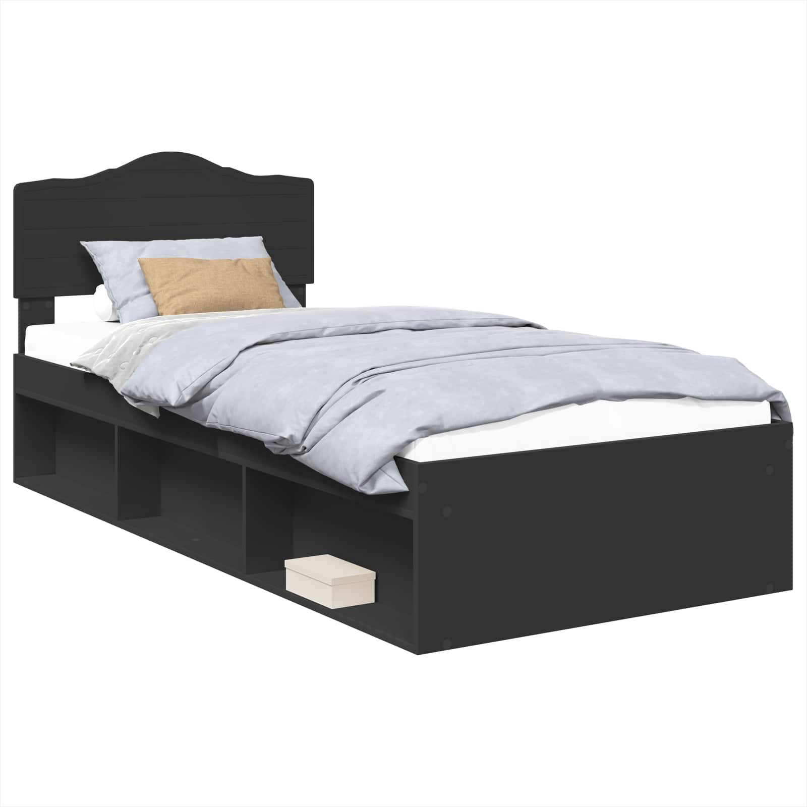 vidaXL Bettrahmen Schwarz 75 x 190 cm Massives Kiefernholz