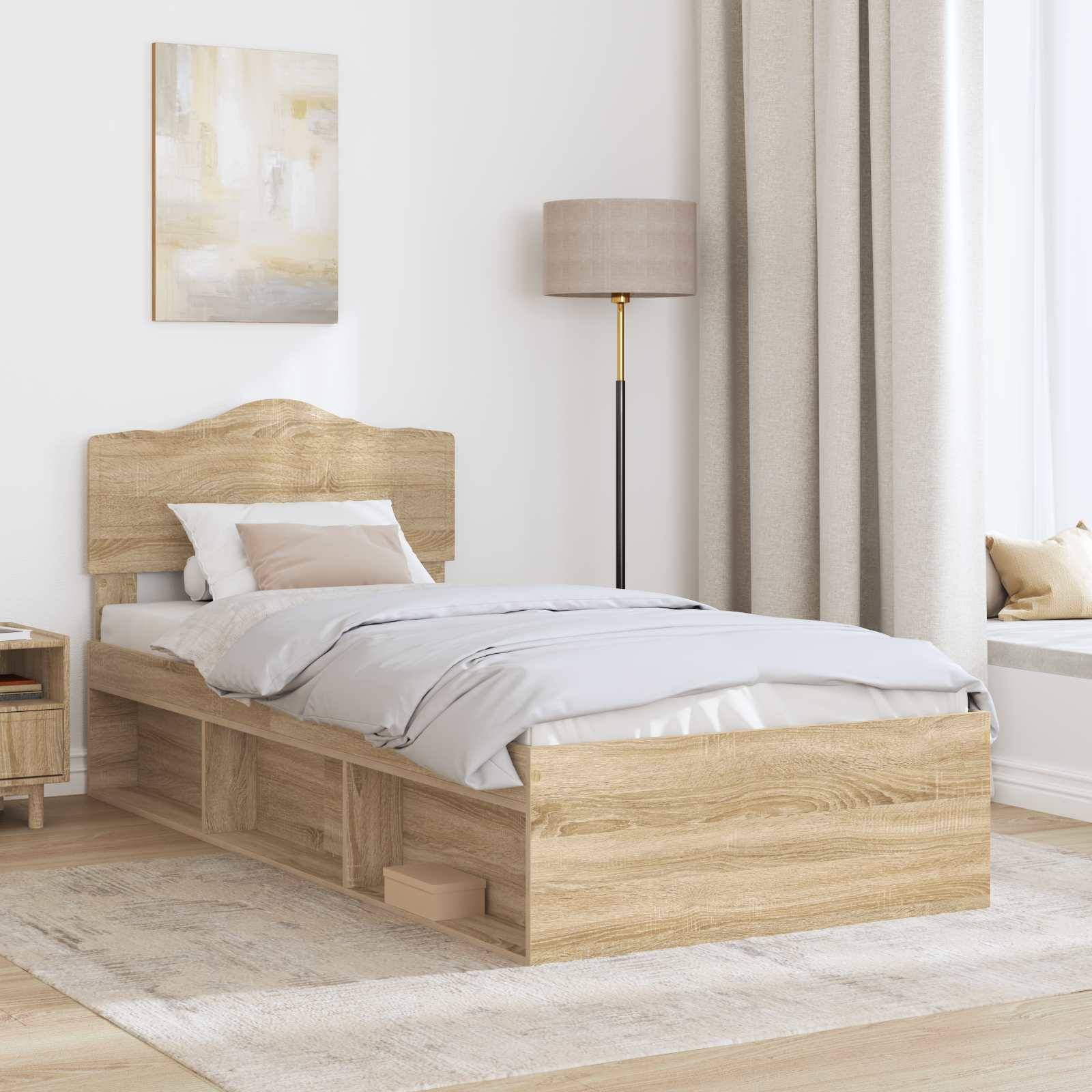 vidaXL Bettrahmen Sonoma-Eiche 75 x 190 cm Massives Kiefernholz