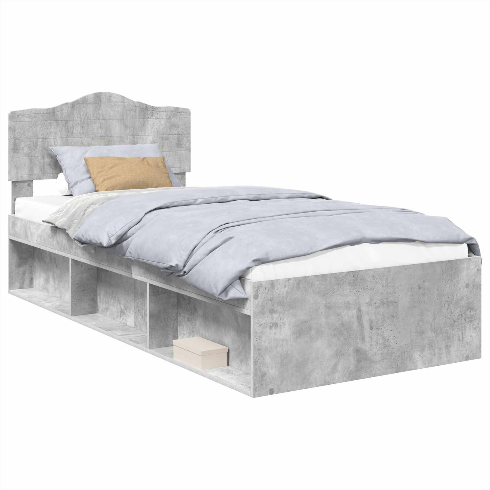 vidaXL Bettrahmen Beton Grau 100 x 200 cm Massives Kiefernholz