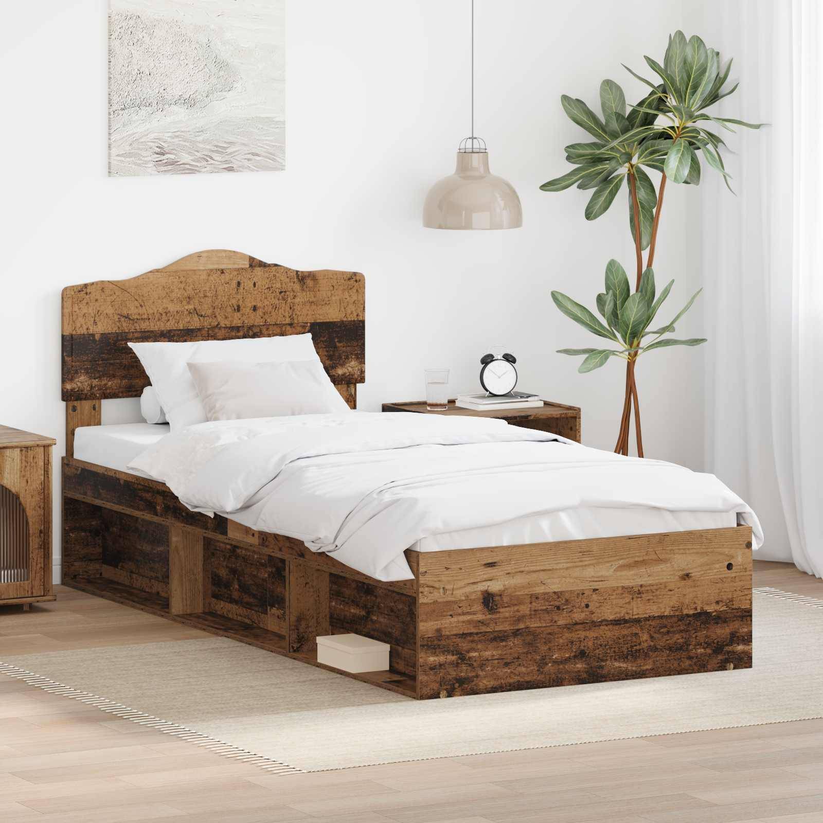 vidaXL Bettrahmen Altholz 75 x 190 cm Massives Kiefernholz