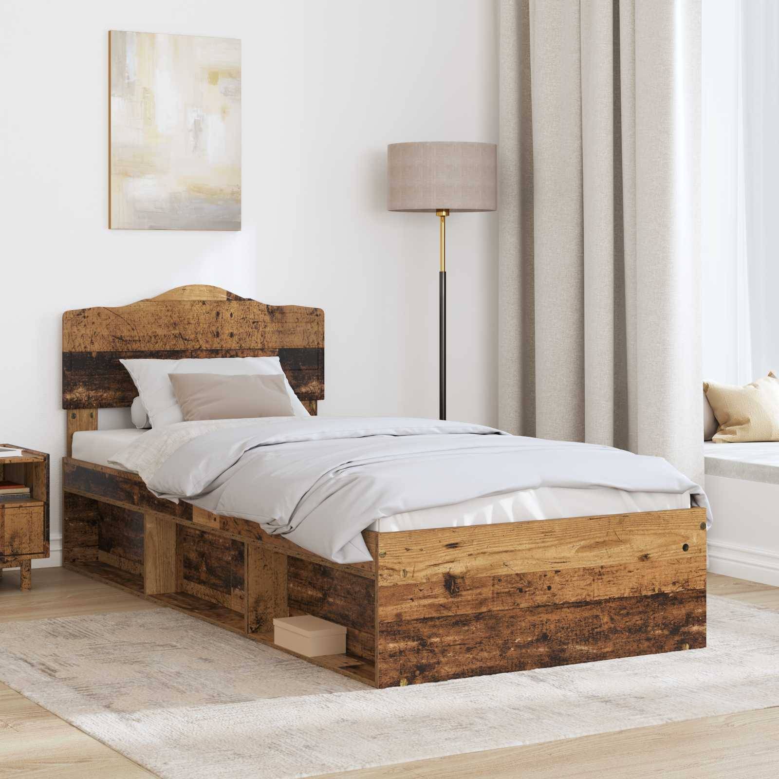 vidaXL Bettrahmen Altholz 75 x 190 cm Massives Kiefernholz