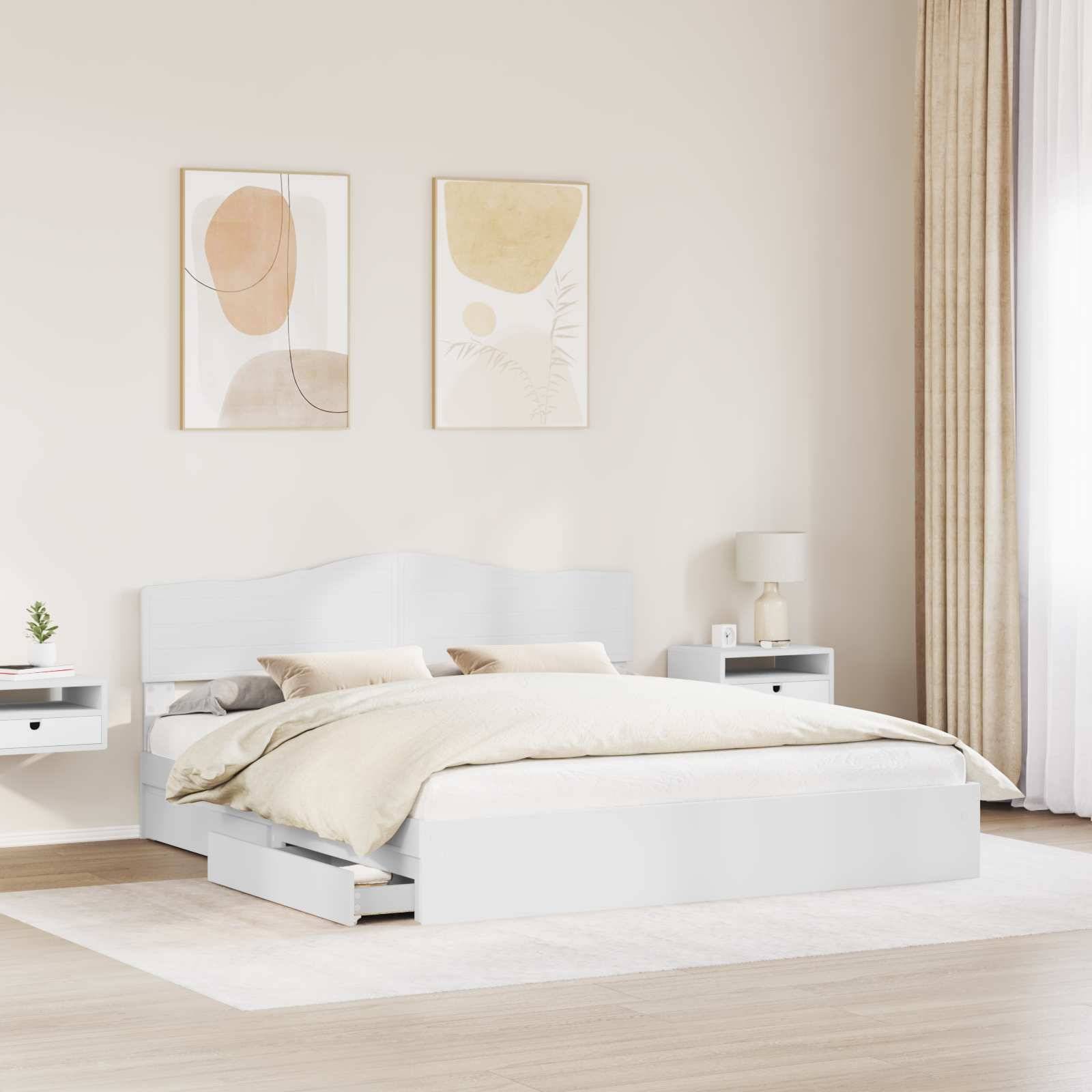 vidaXL Aufbewahrungsbett mit Kopfteil Weiß 180 x 200 cm Holzwerkstoff