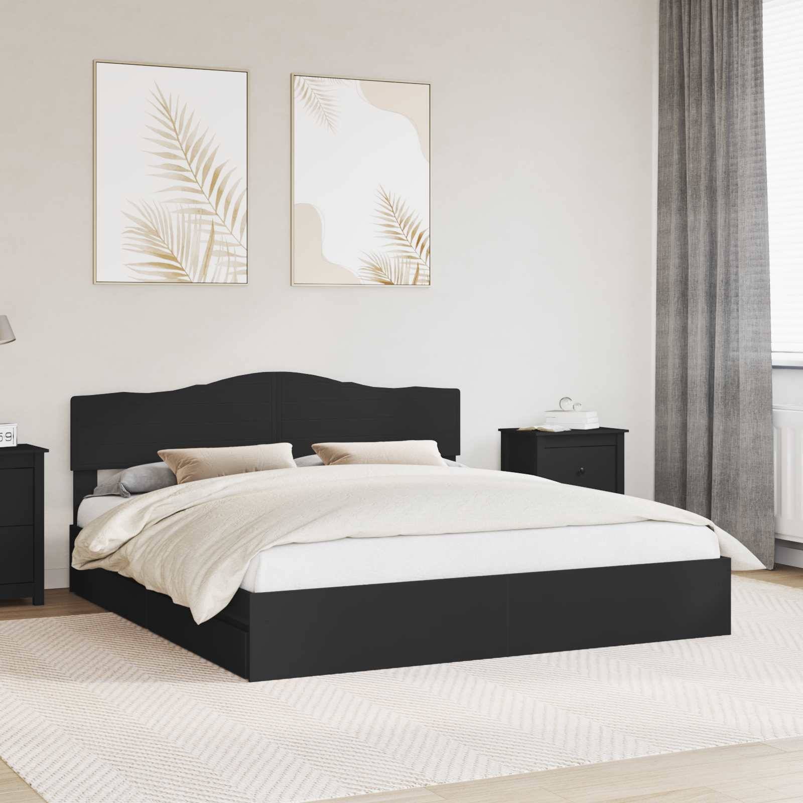 vidaXL Aufbewahrungsbett Schwarz 200 x 200 cm Holzwerkstoff