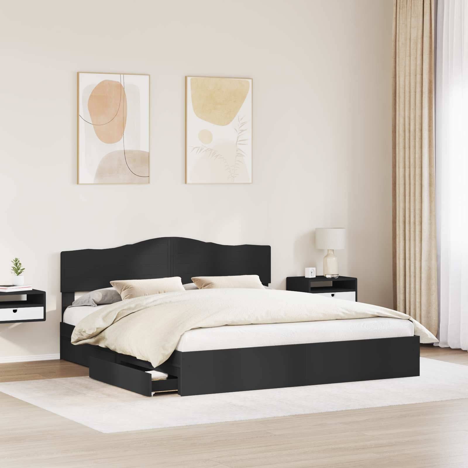 vidaXL Aufbewahrungsbett Schwarz 200 x 200 cm Holzwerkstoff