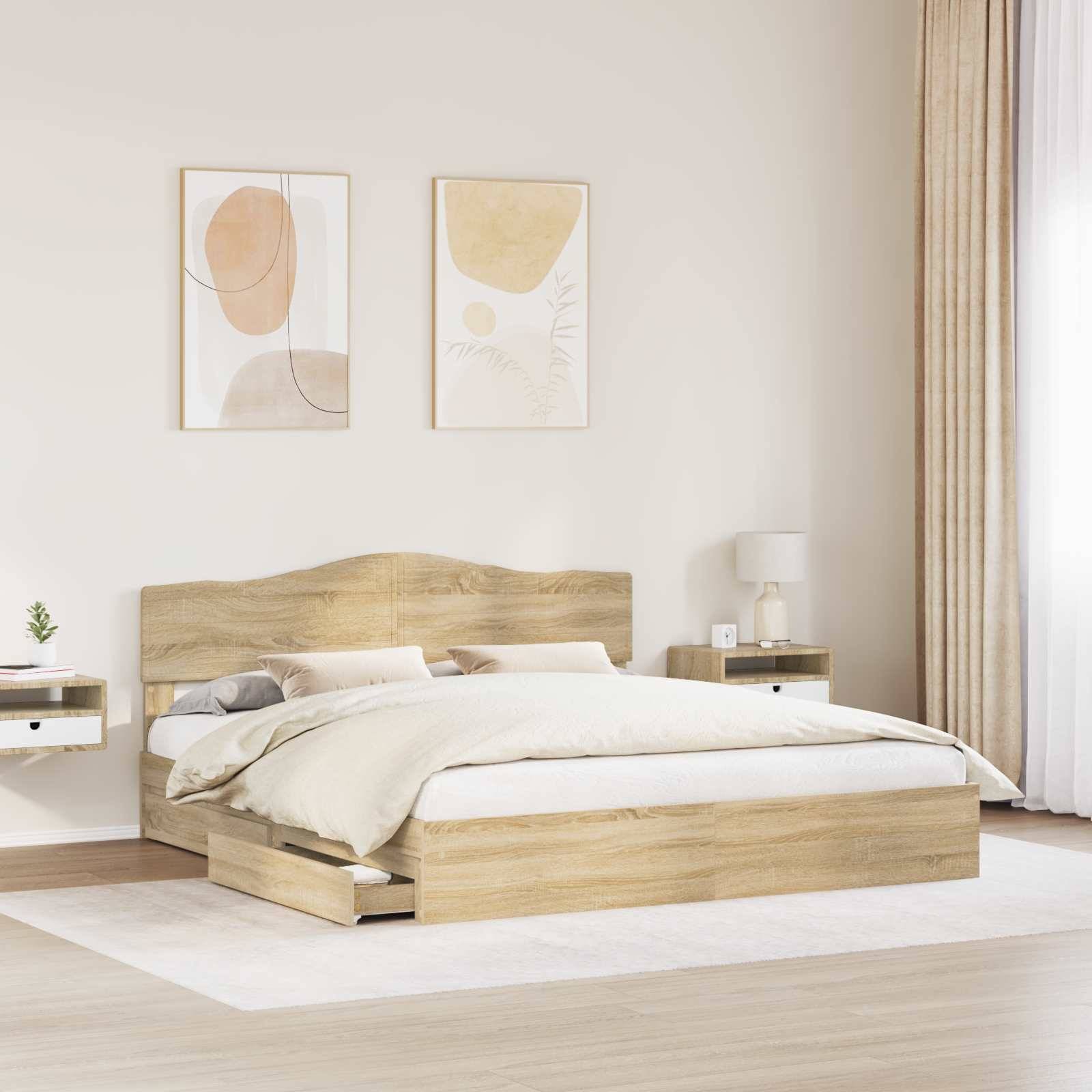 vidaXL Aufbewahrungsbett Sonoma-Eiche 180 x 200 cm Holzwerkstoff