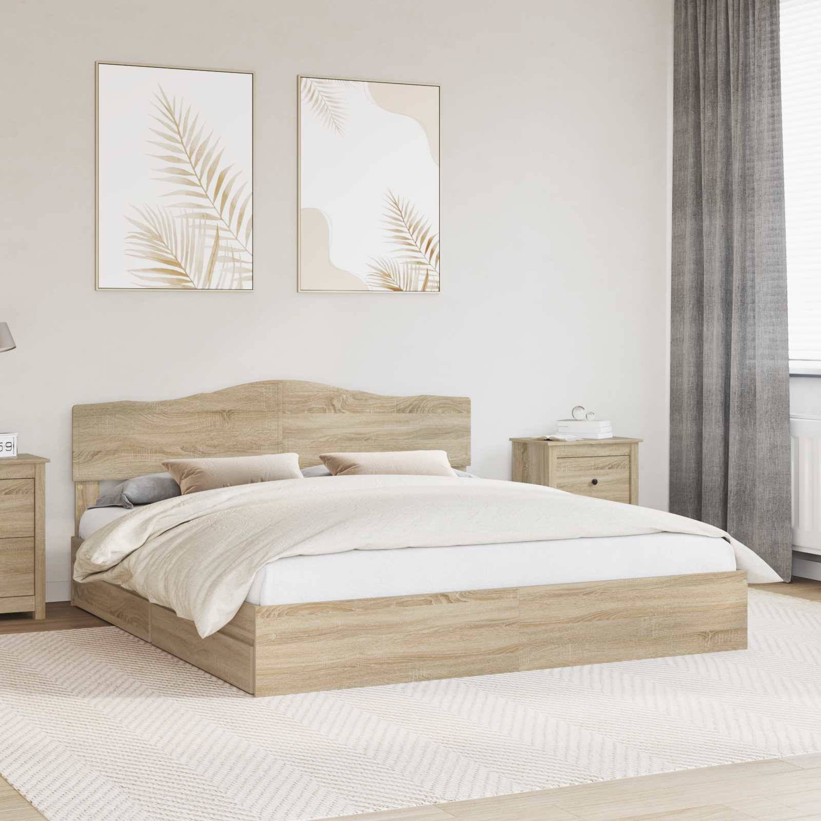 vidaXL Aufbewahrungsbett Sonoma-Eiche 180 x 200 cm Holzwerkstoff