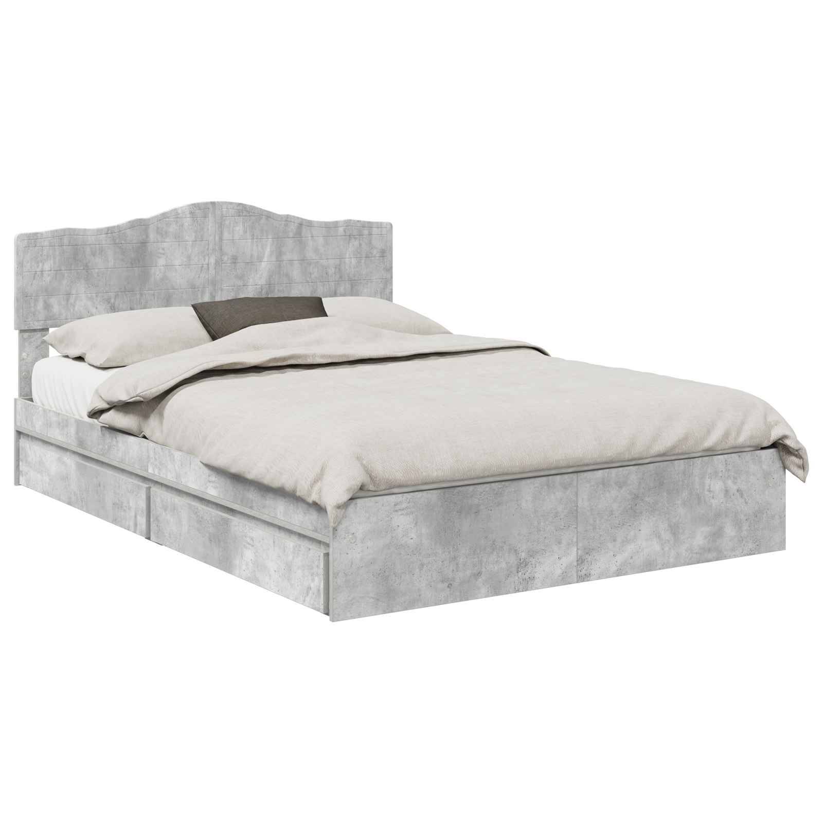 vidaXL Aufbewahrungsbett Beton Grau 150 x 200 cm Holzwerkstoff
