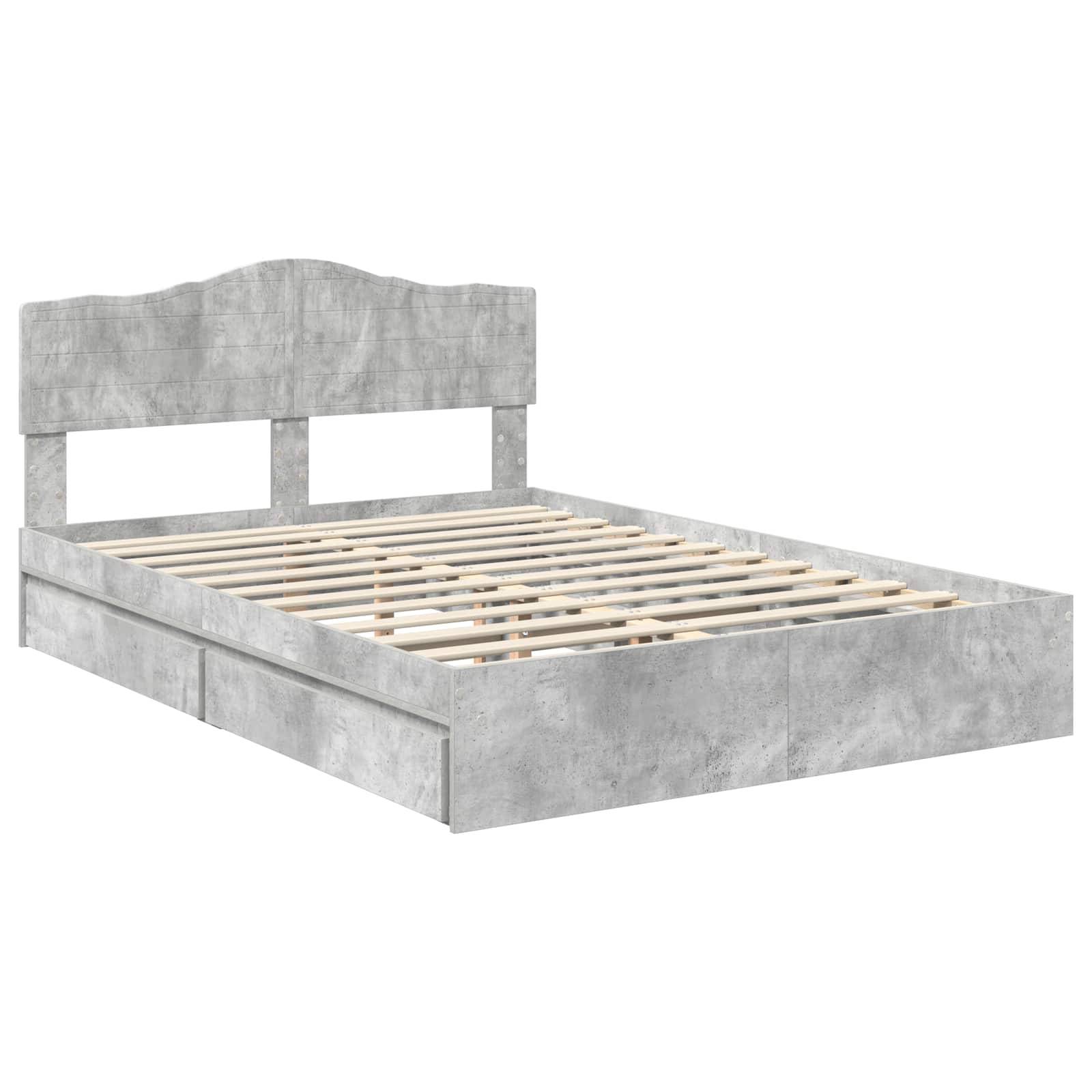 vidaXL Aufbewahrungsbett Beton Grau 150 x 200 cm Holzwerkstoff