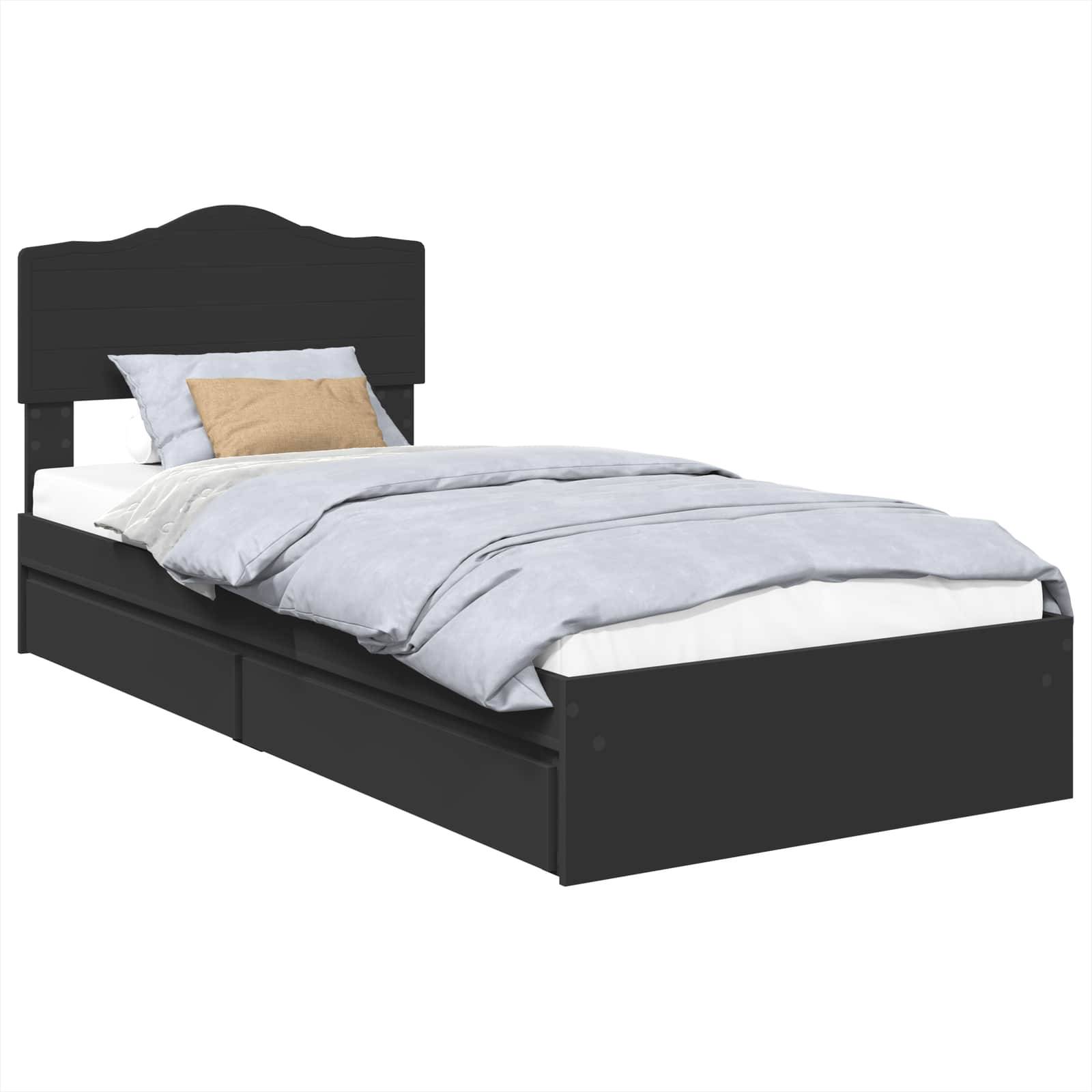 vidaXL Aufbewahrungsbett Schwarz 90 x 190 cm Holzwerkstoff