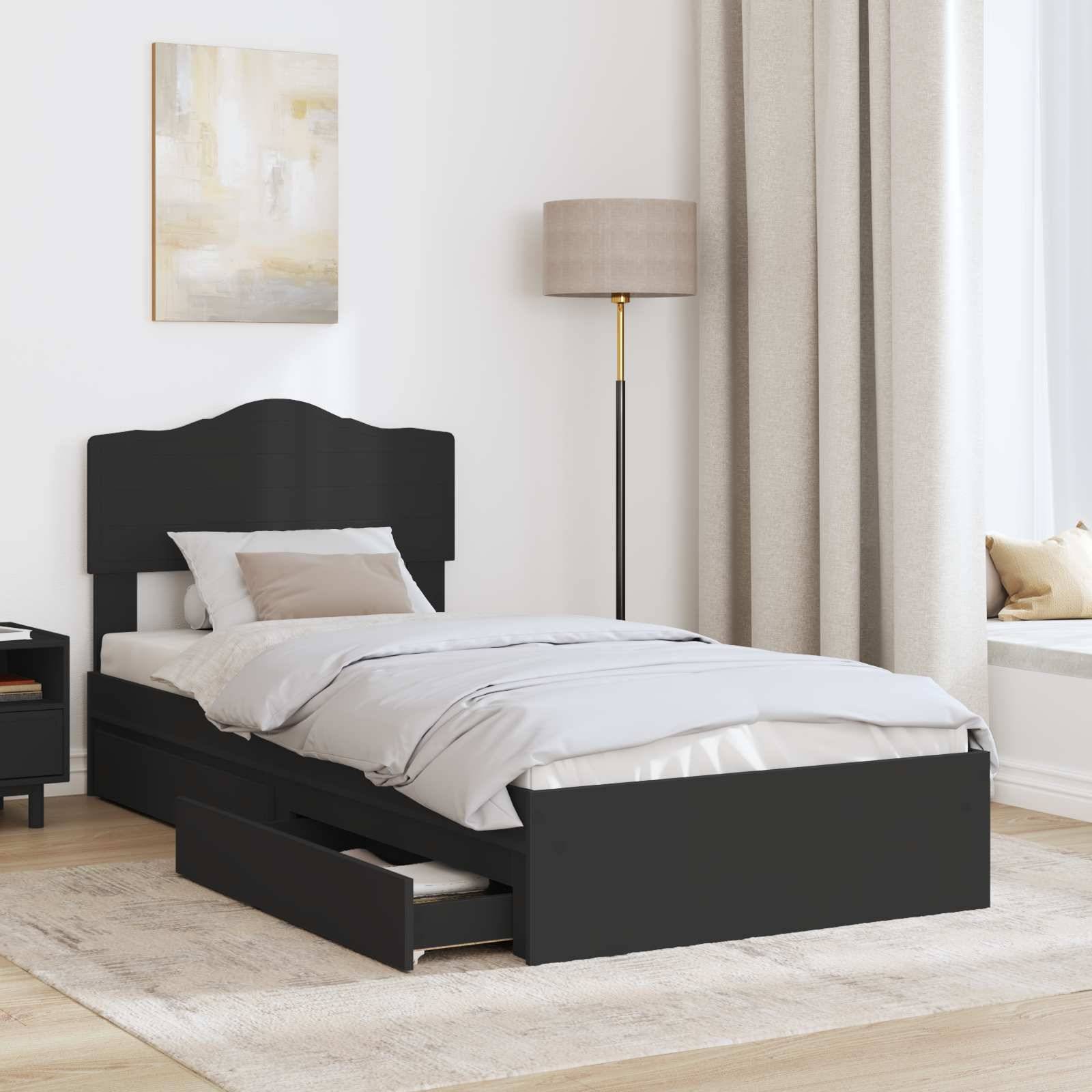 vidaXL Aufbewahrungsbett Schwarz 90 x 190 cm Holzwerkstoff