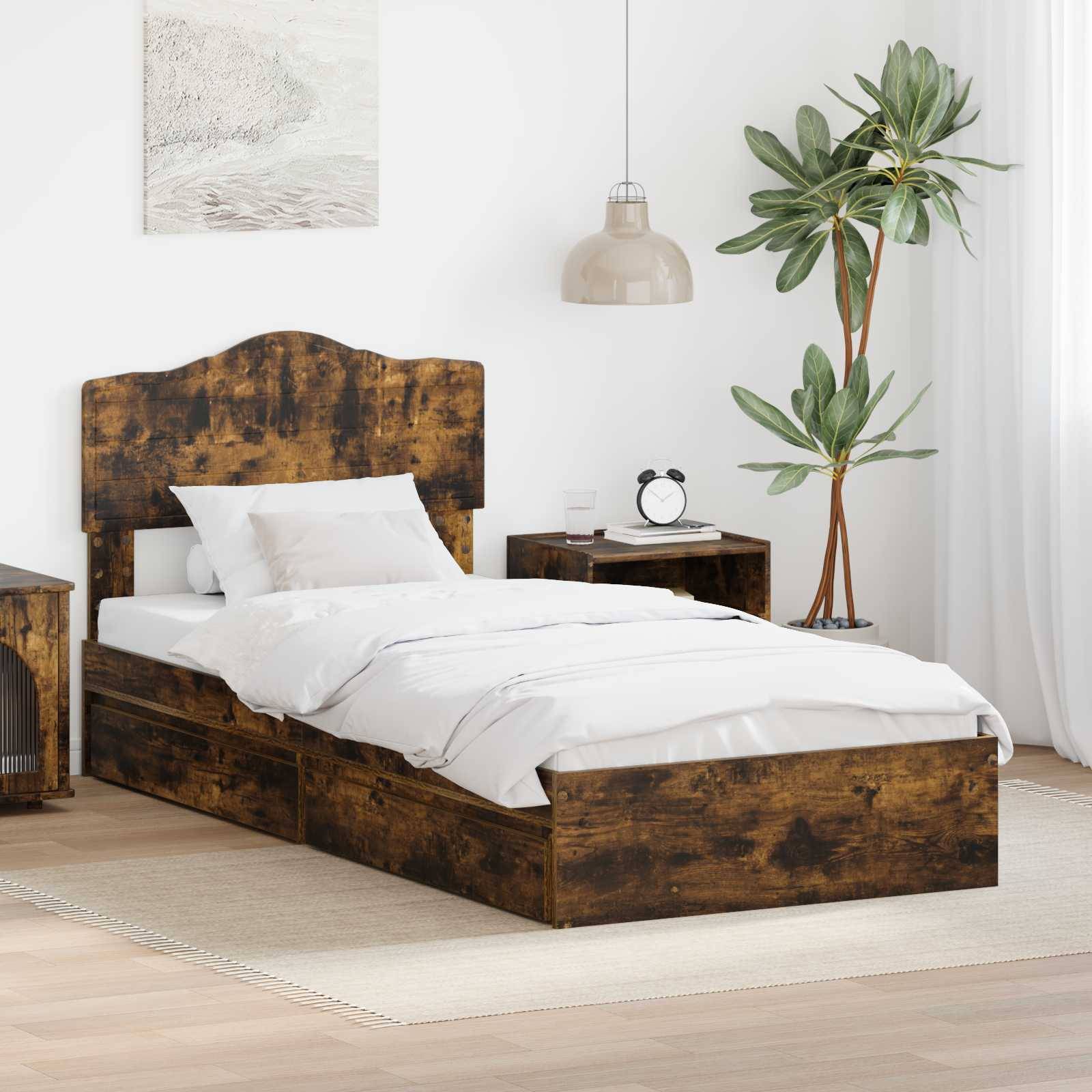 vidaXL Aufbewahrungsbett Geräucherte Eiche 90 x 190 cm Holzwerkstoff