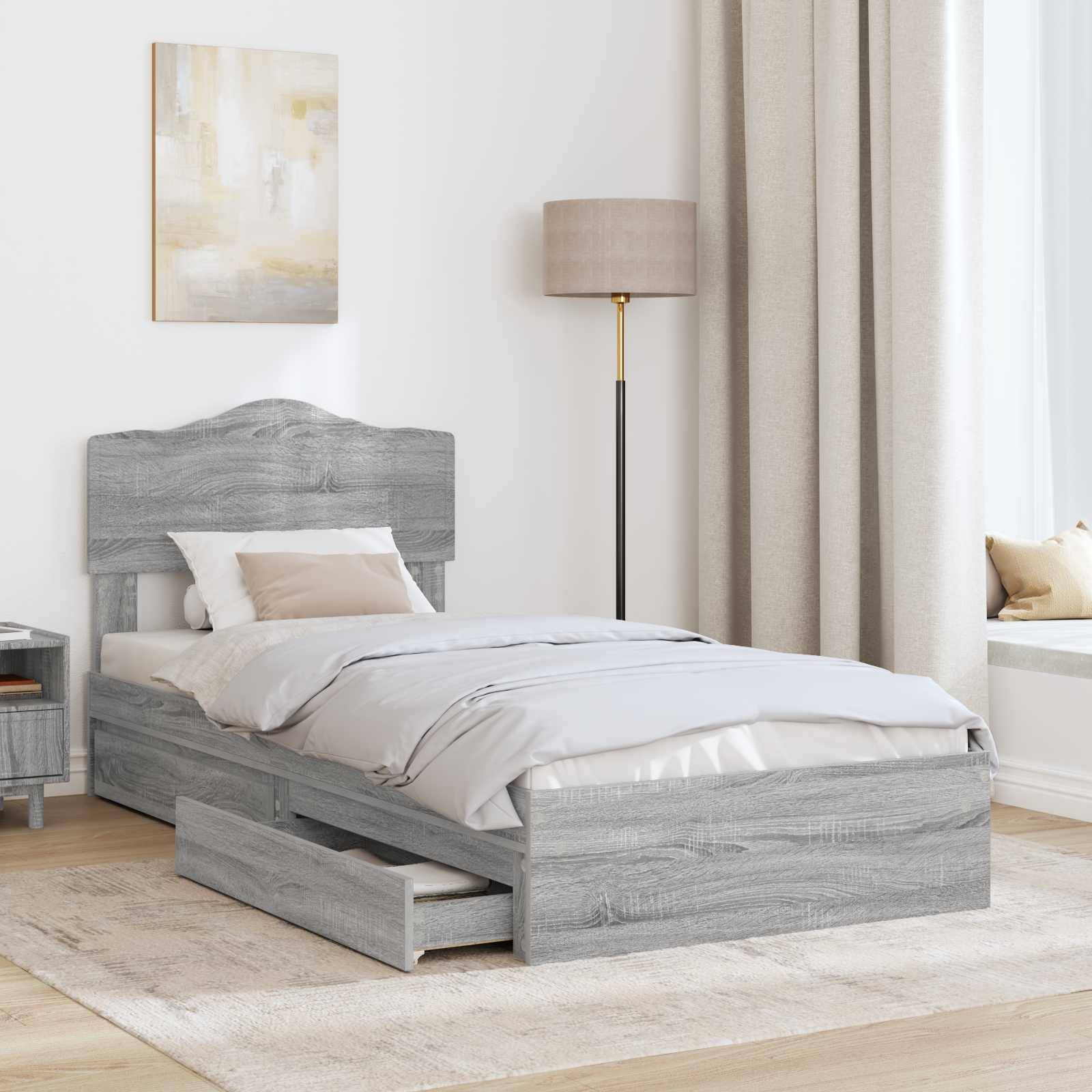 vidaXL Aufbewahrungsbett Graues Sonoma 90 x 190 cm Holzwerkstoff