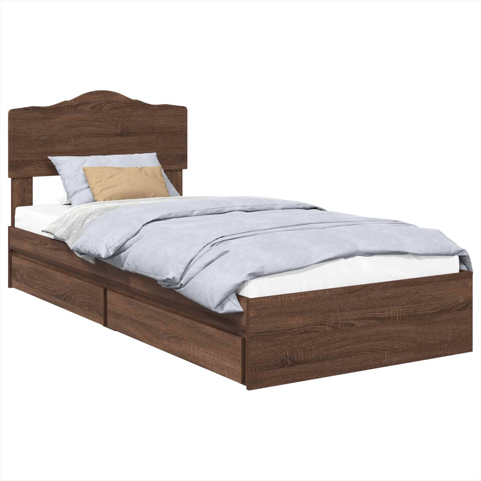 vidaXL Aufbewahrungsbett Braun Eichen-Optik 70 x 190 cm Holzwerkstoff