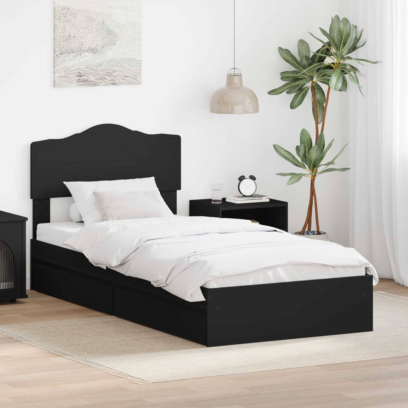 vidaXL Aufbewahrungsbett Schwarz 90 x 190 cm Holzwerkstoff