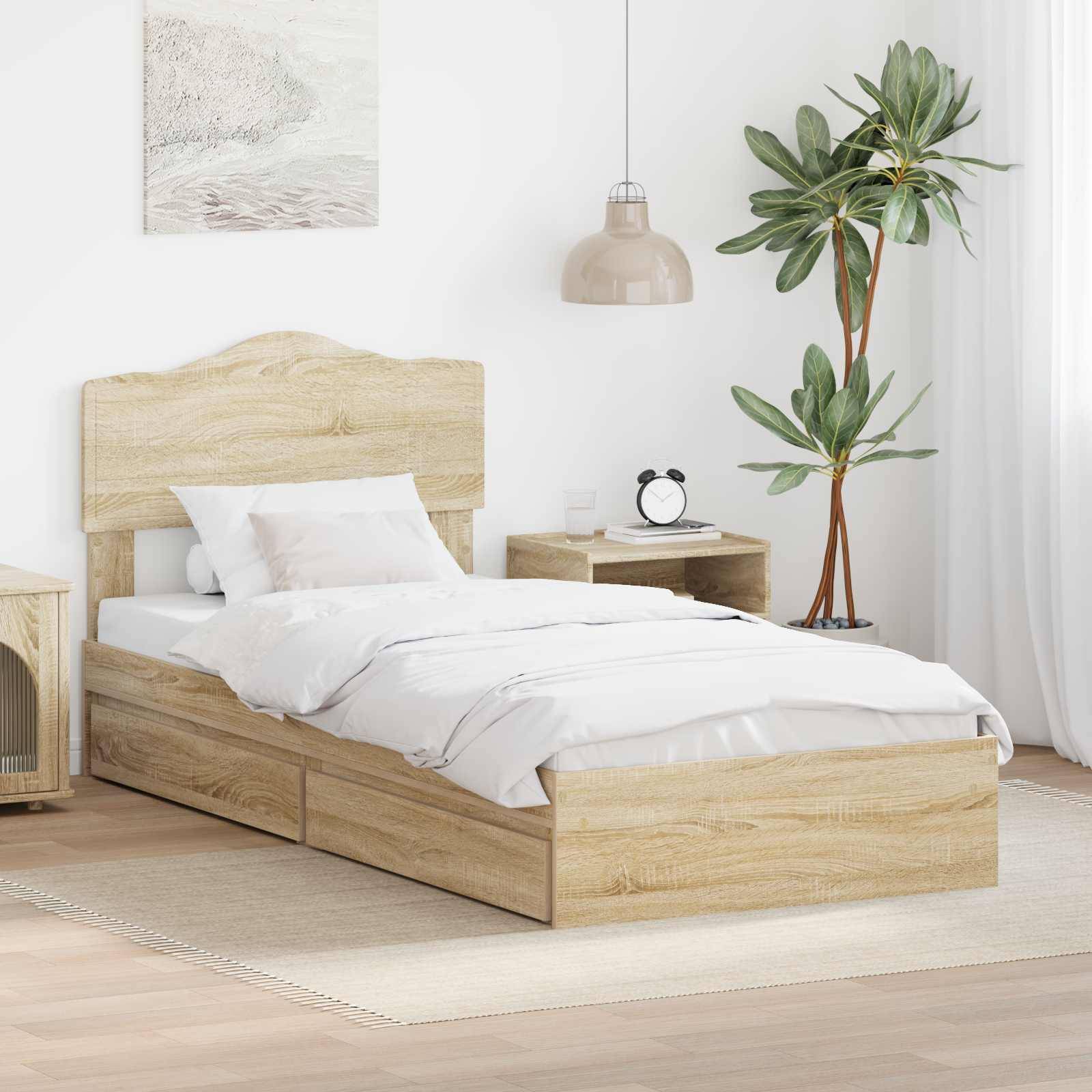vidaXL Aufbewahrungsbett Sonoma-Eiche 100 x 200 cm Holzwerkstoff