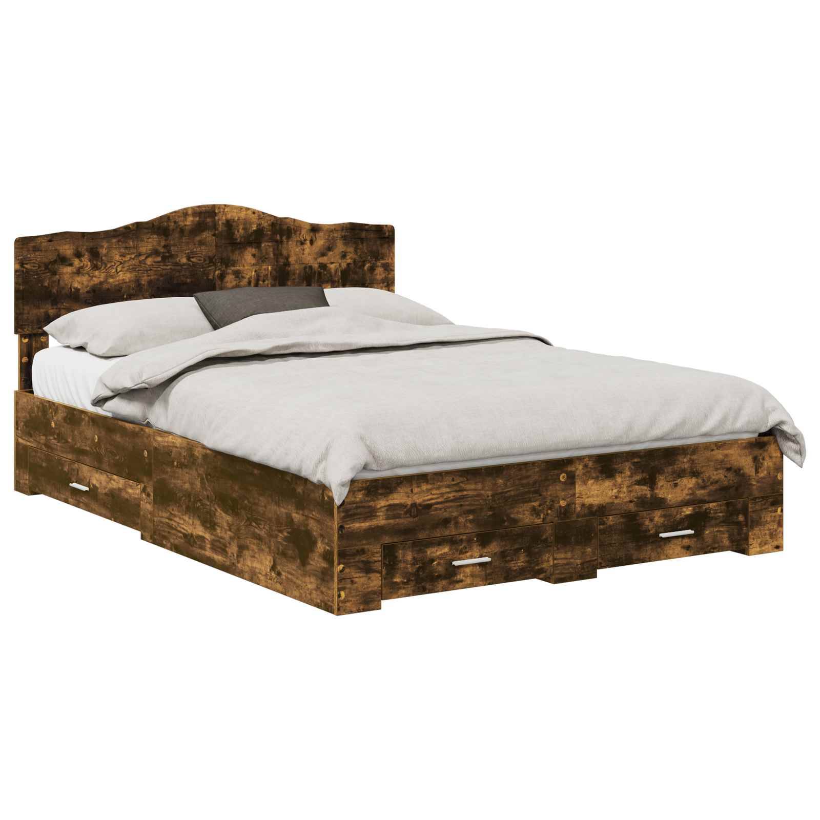 vidaXL Bettrahmen Geräucherte Eiche 140 x 190 cm Holzwerkstoff