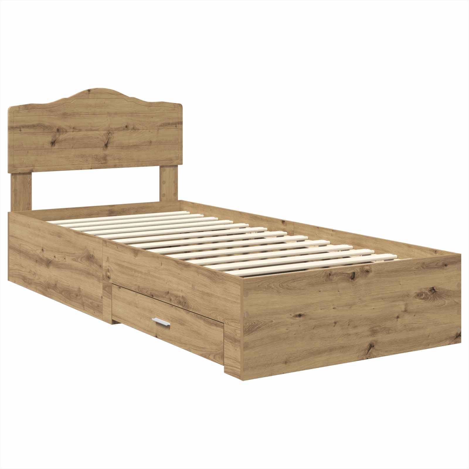 vidaXL Bettrahmen mit Kopfteil Artisan-Eiche 90 x 190 cm Holzwerkstoff