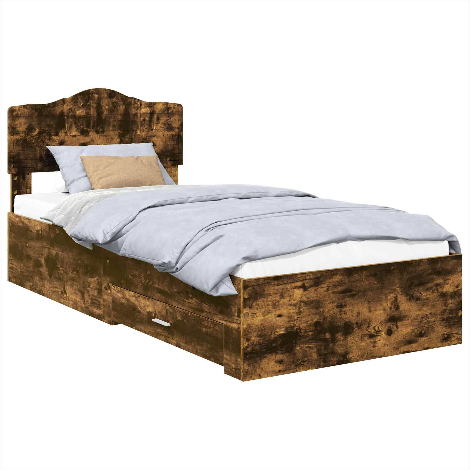 vidaXL Bettrahmen Geräucherte Eiche 100 x 200 cm Holzwerkstoff