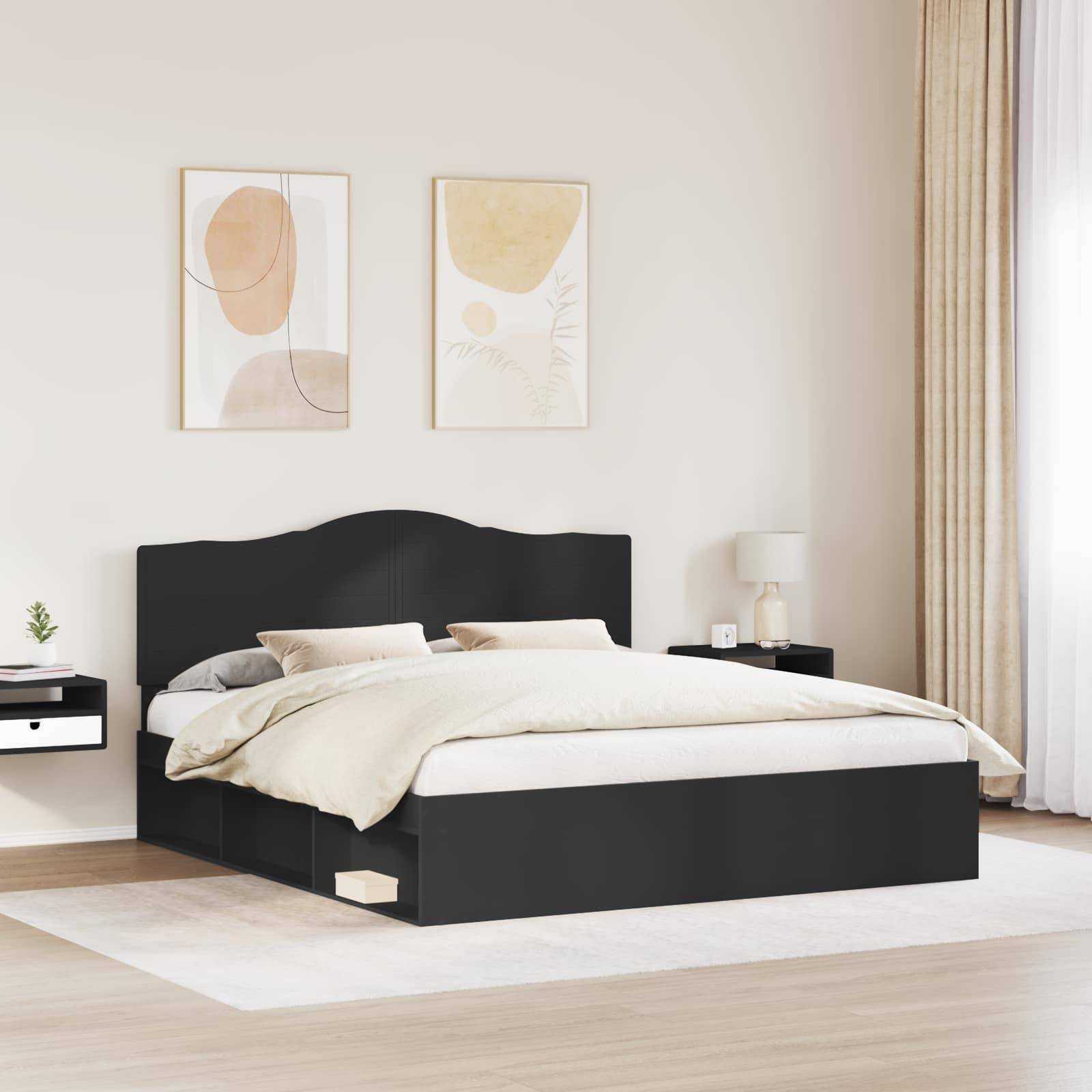 vidaXL Bettrahmen Schwarz 180 x 200 cm Massives Kiefernholz