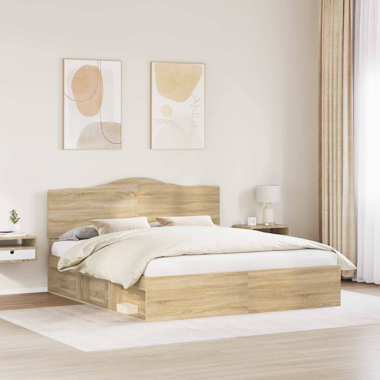 vidaXL Bettrahmen Sonoma 200 x 200 cm Massives Kiefernholz