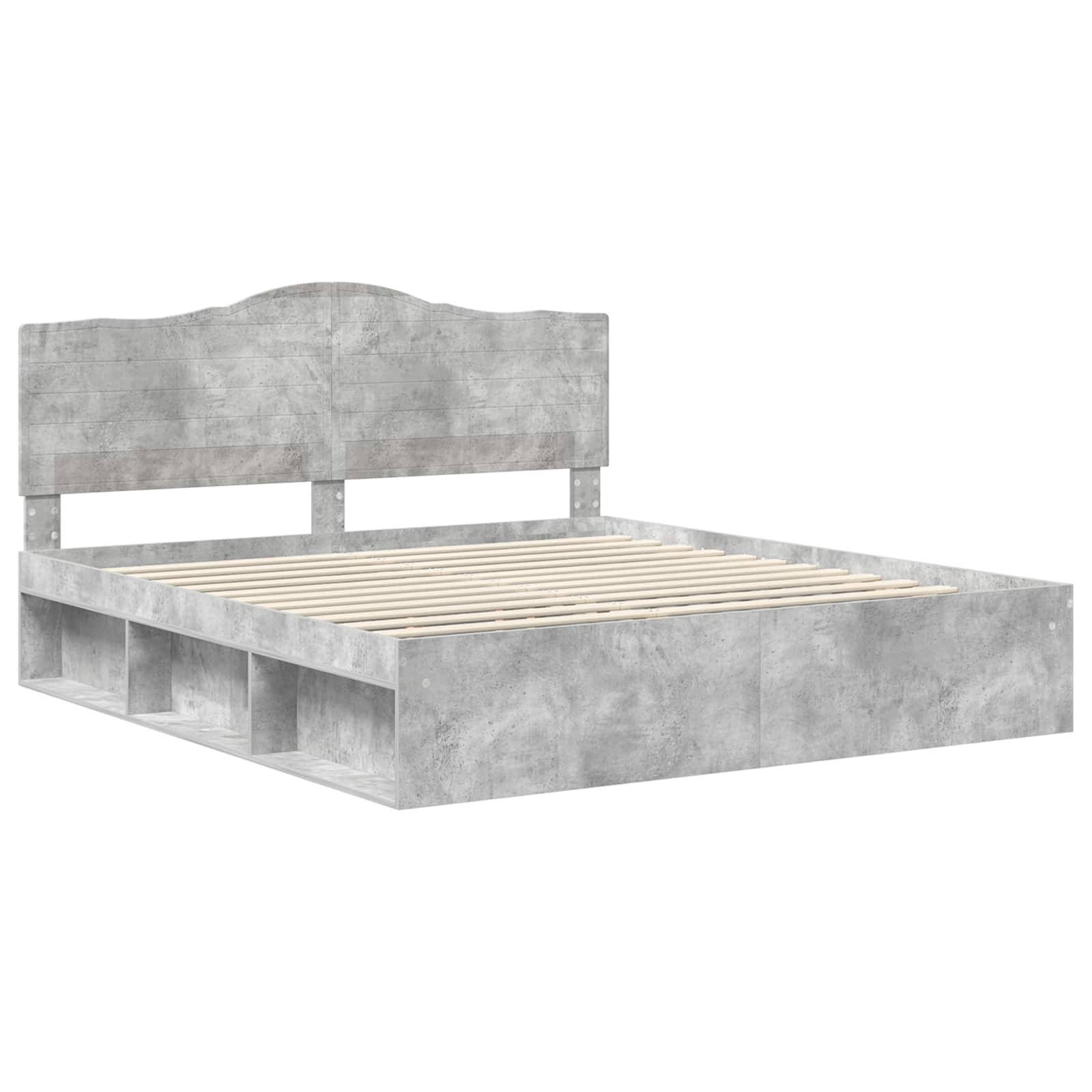 vidaXL Bettrahmen mit Kopfteil Beton 180 x 200 cm Massives Kiefernholz