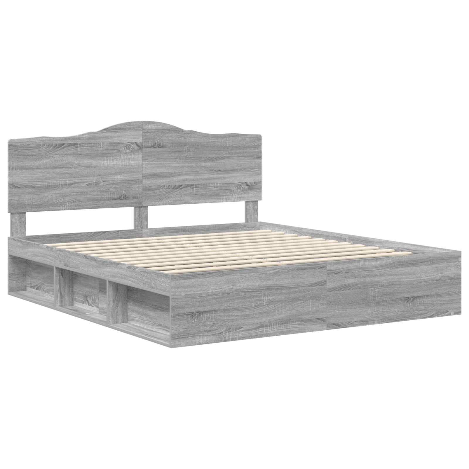 vidaXL Bettrahmen Graues Sonoma 200 x 200 cm Massives Kiefernholz
