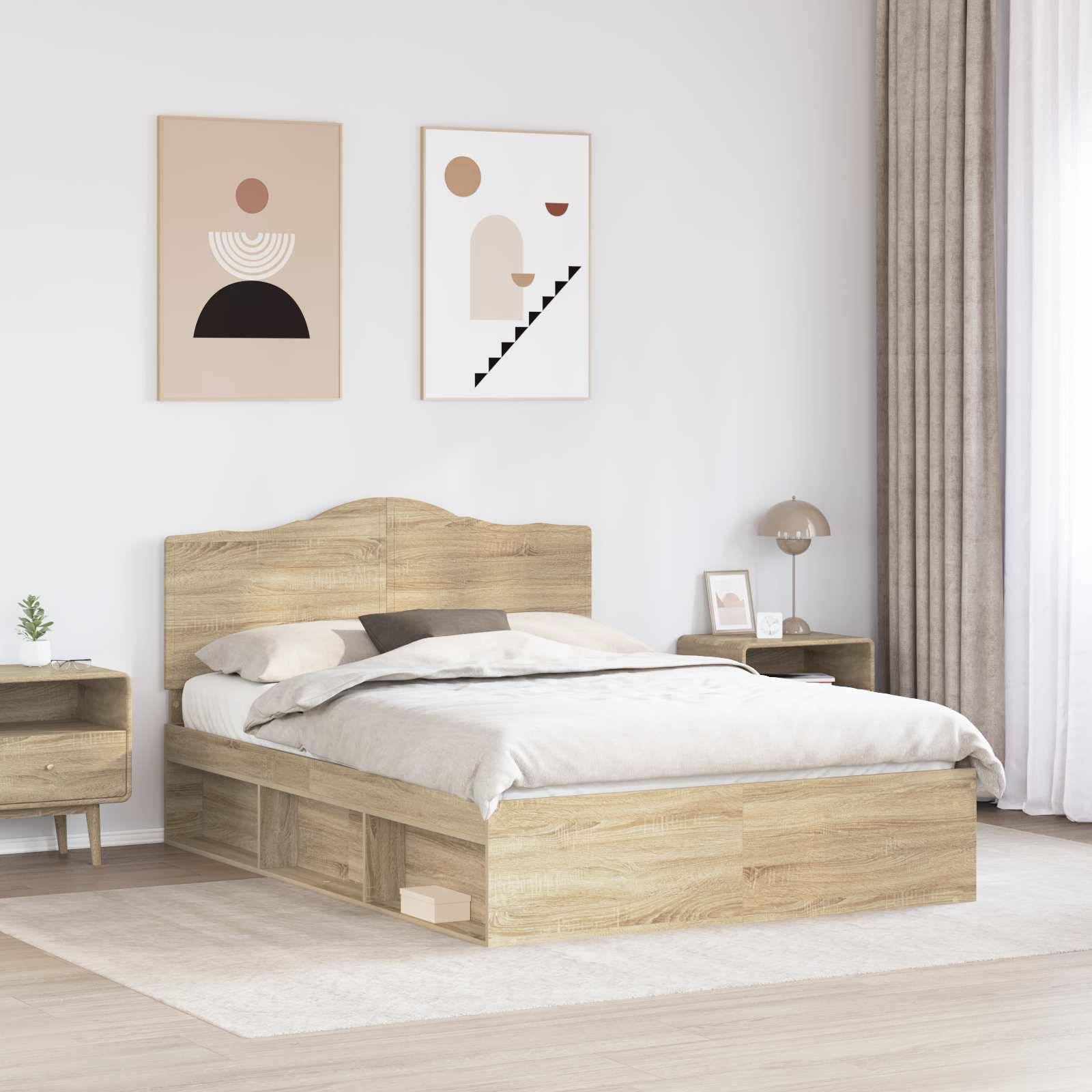 vidaXL Bettrahmen Sonoma 140 x 190 cm Massives Kiefernholz