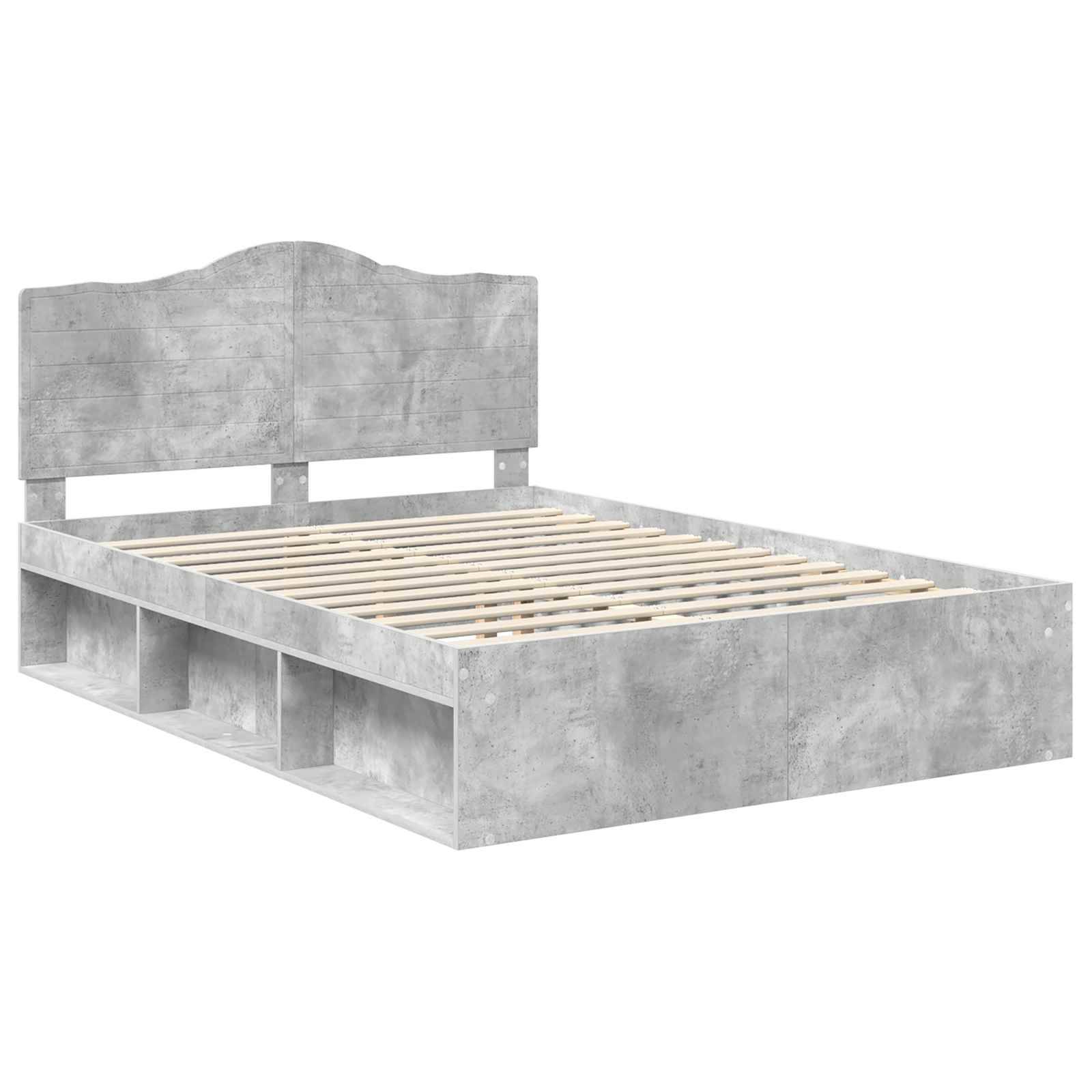 vidaXL Bettrahmen mit Kopfteil Beton 140 x 200 cm Massives Kiefernholz