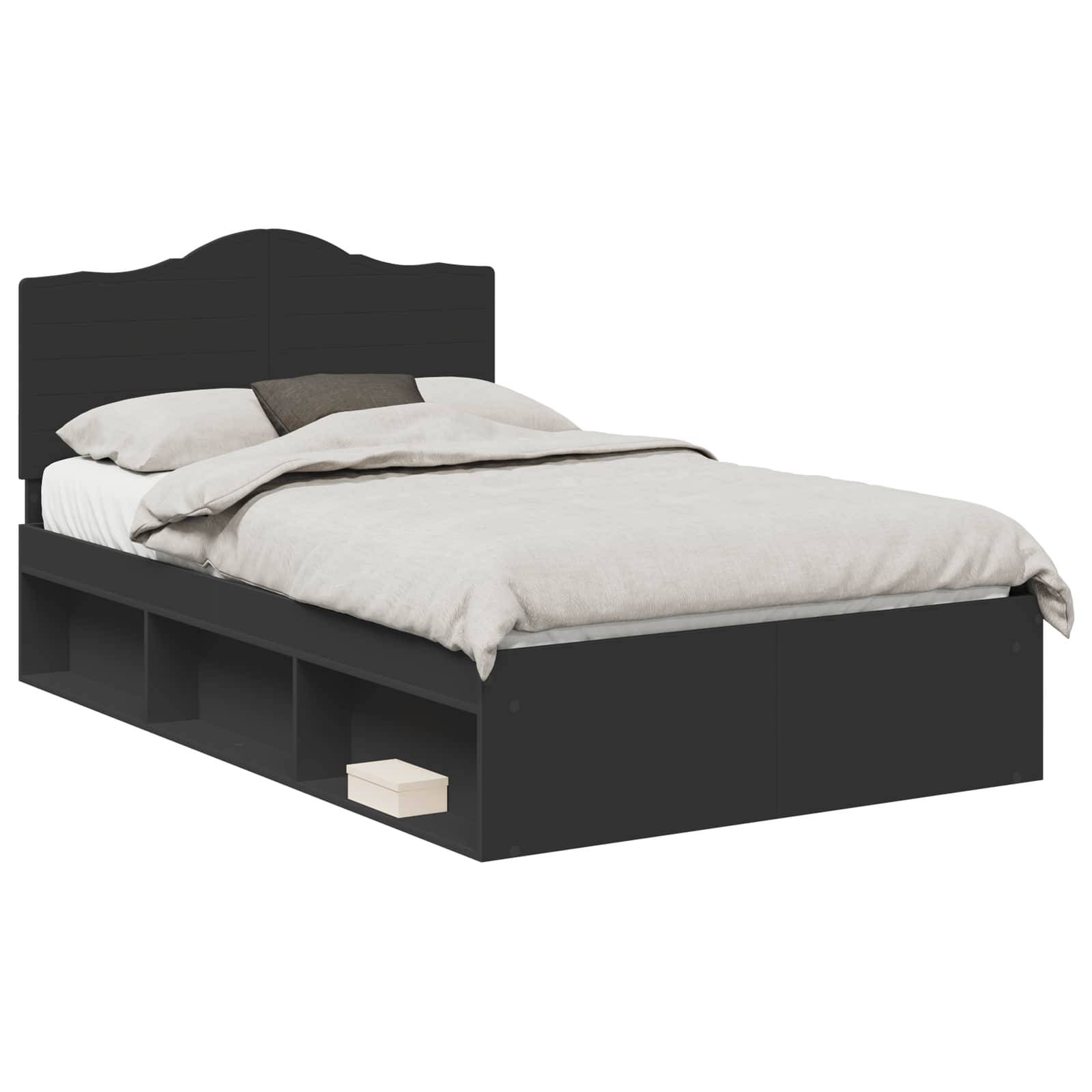 vidaXL Bettrahmen Schwarz 135 x 190 cm Massives Kiefernholz