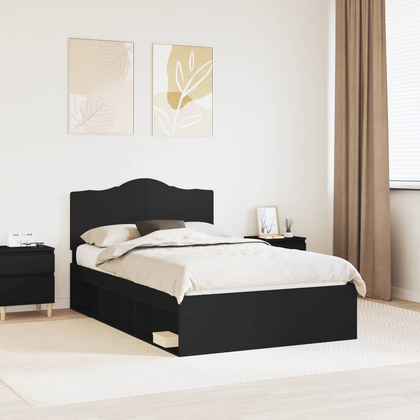 vidaXL Bettrahmen Schwarz 120 x 200 cm Massives Kiefernholz