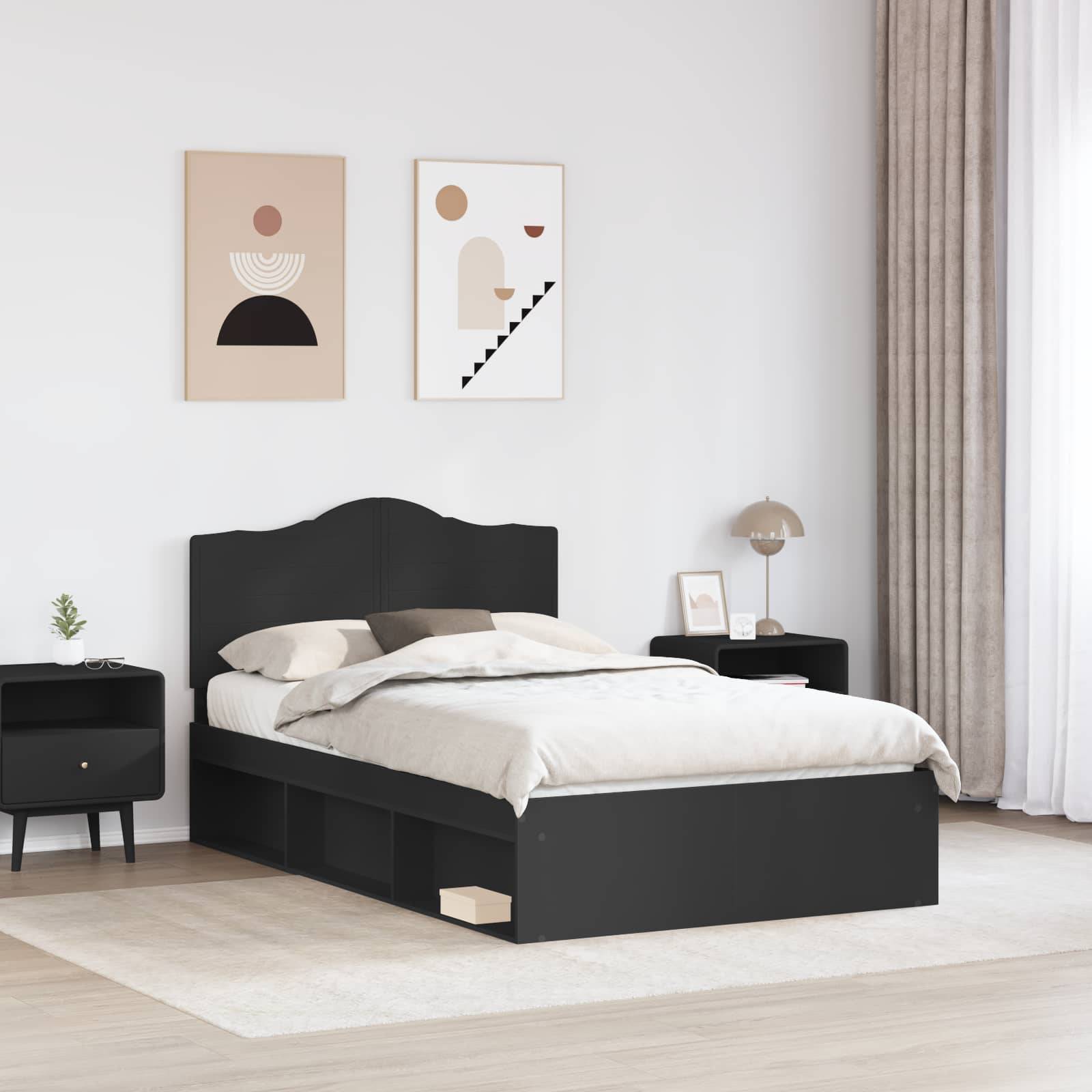 vidaXL Bettrahmen Schwarz 120 x 200 cm Massives Kiefernholz