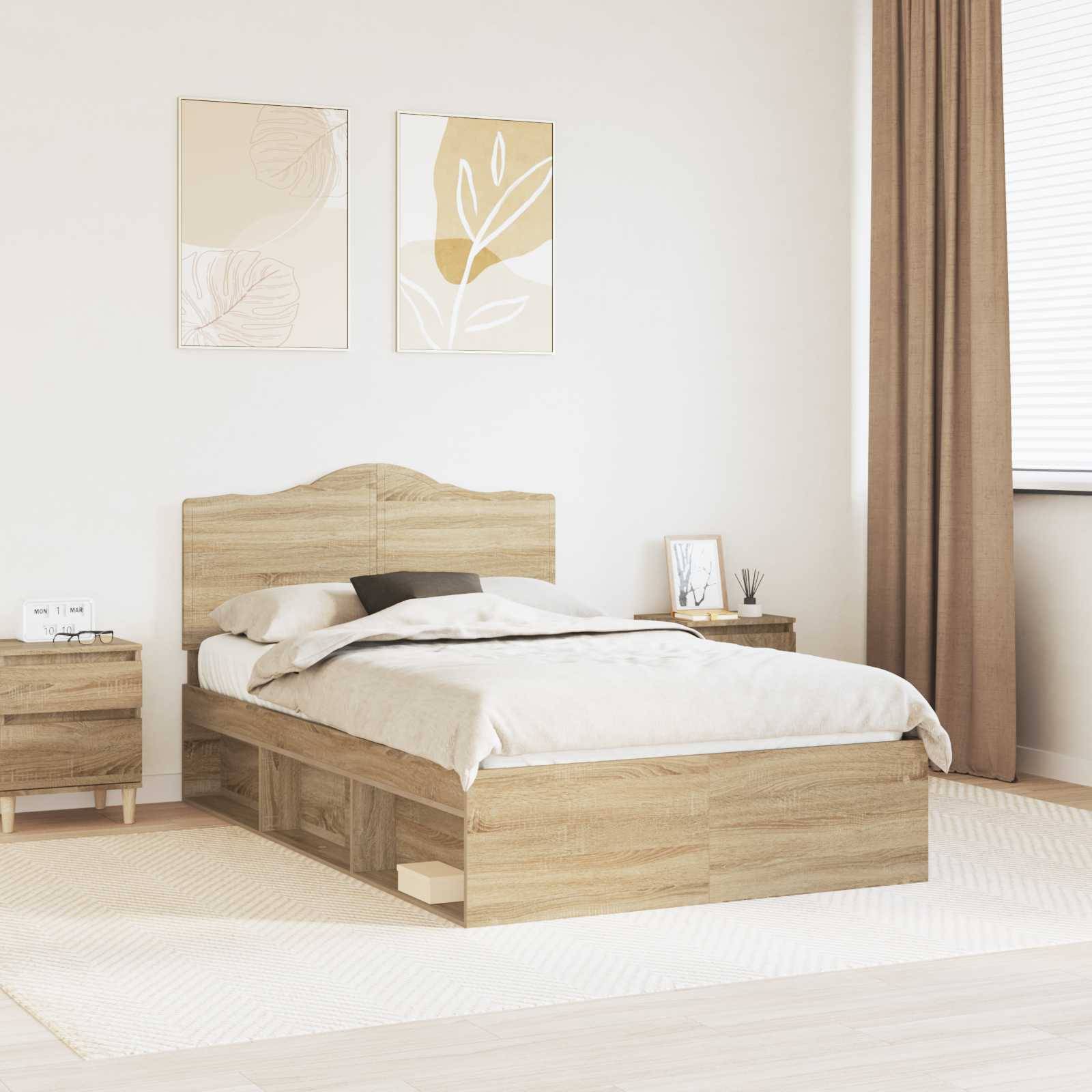 vidaXL Bettrahmen Sonoma 120 x 200 cm Massives Kiefernholz