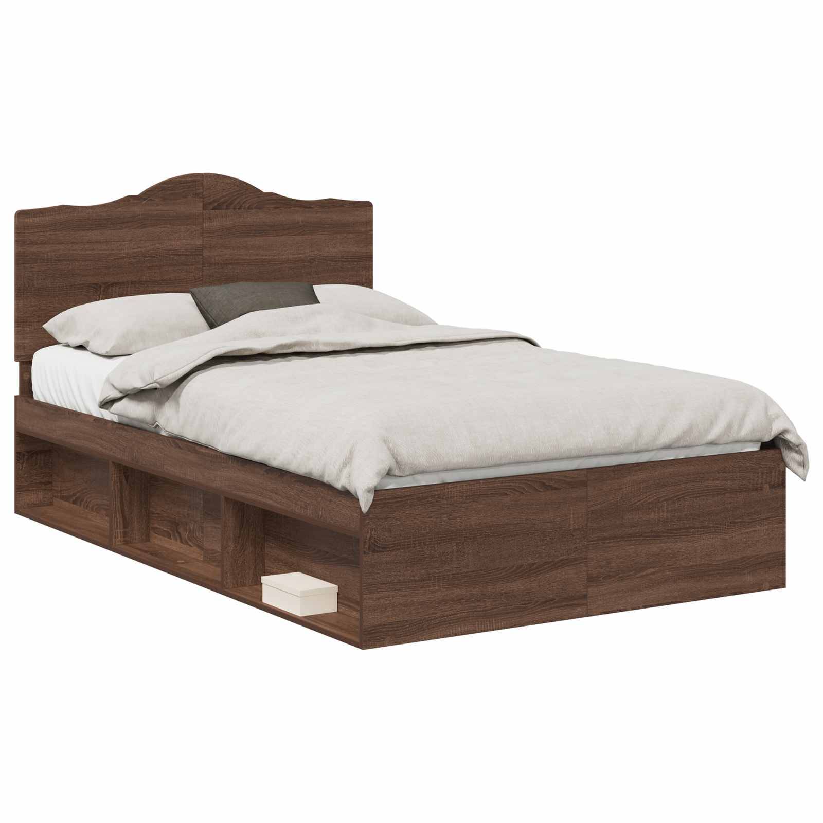 vidaXL Bettrahmen Braun Eichen-Optik 120 x 190 cm Massives Kiefernholz