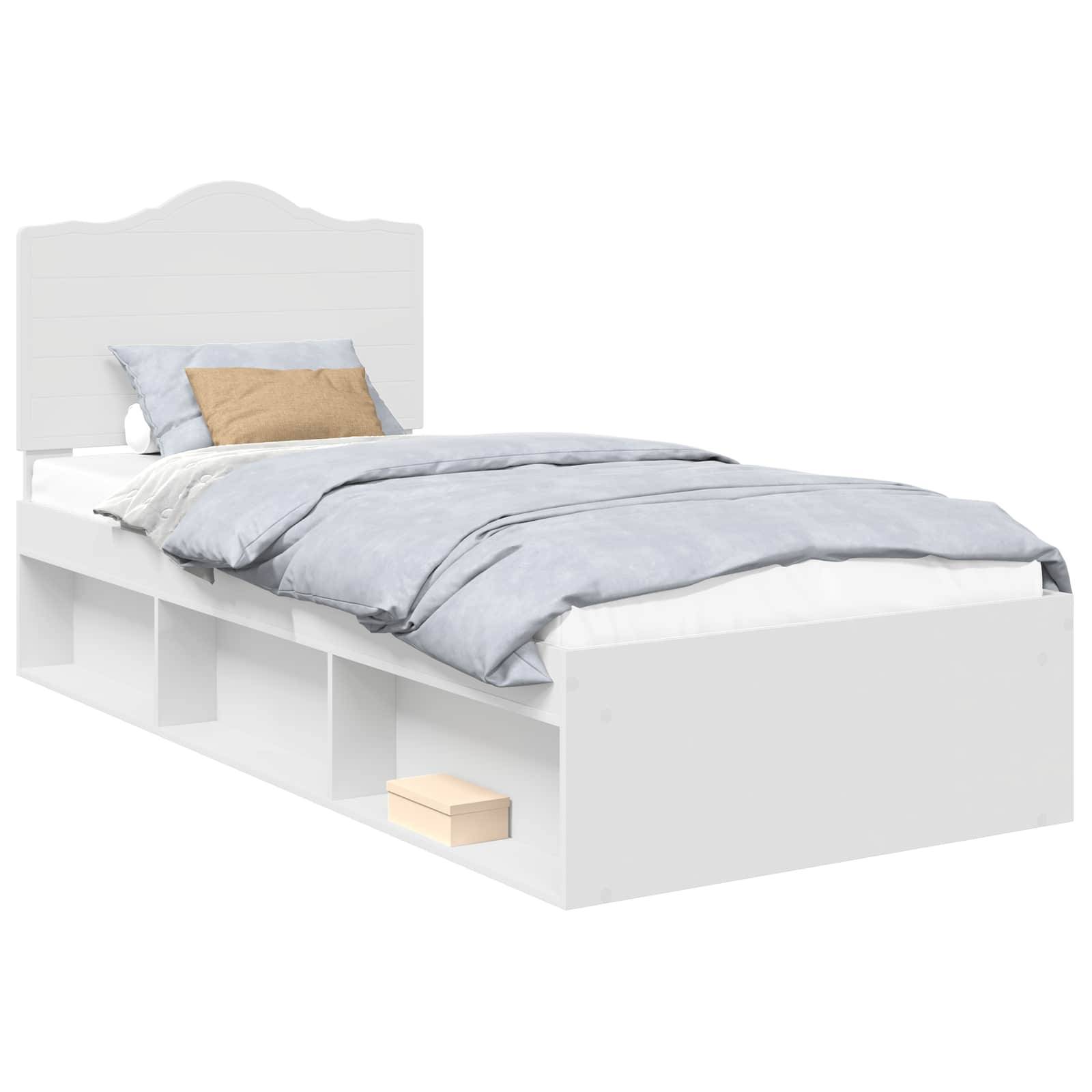 vidaXL Bettrahmen mit Kopfteil Weiß 90 x 200 cm Massives Kiefernholz