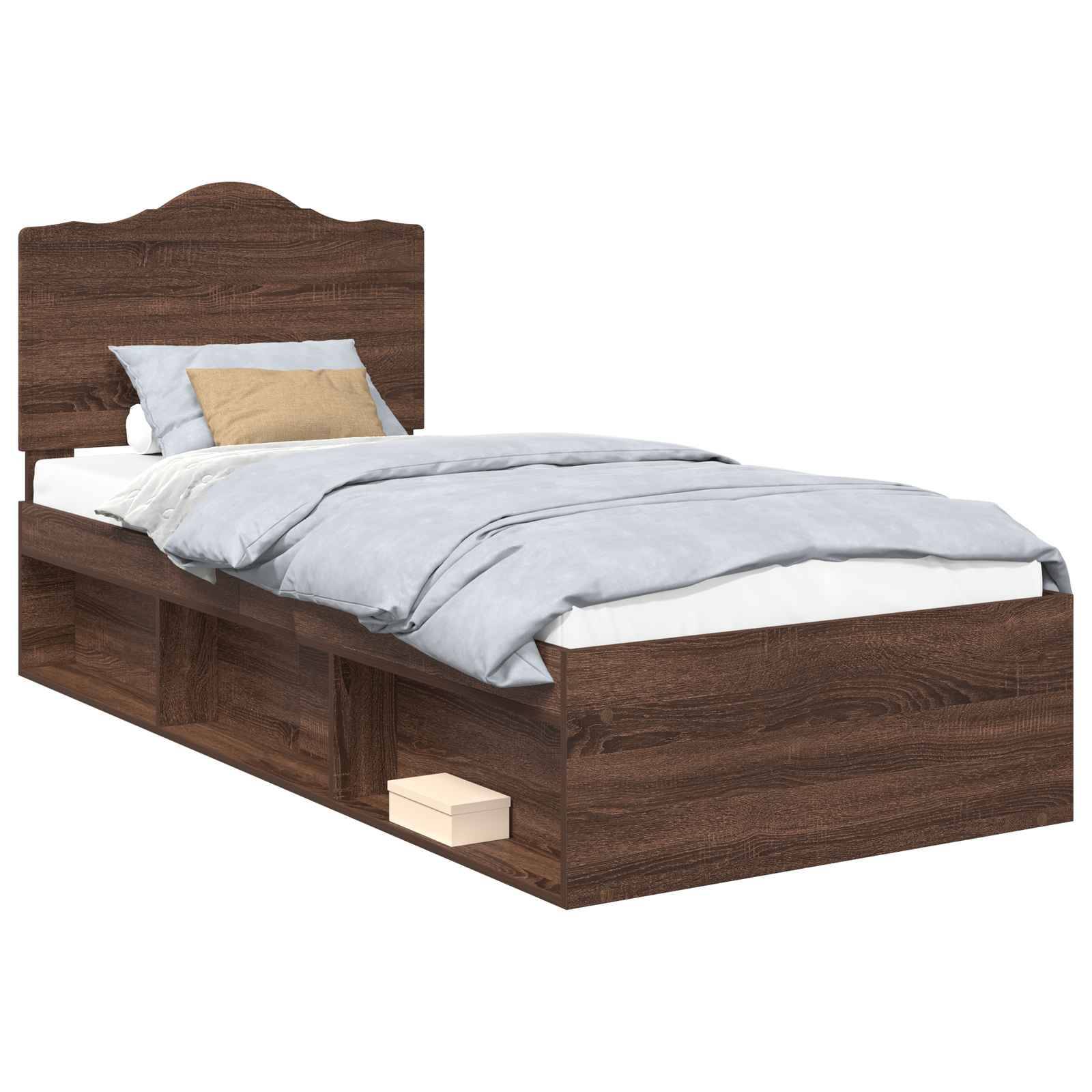 vidaXL Bettrahmen Braun Eichen-Optik 90 x 190 cm Massives Kiefernholz