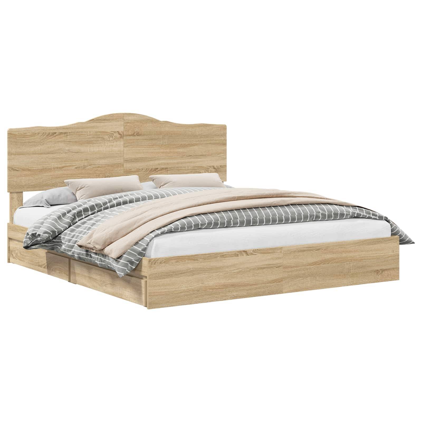 vidaXL Aufbewahrungsbett Sonoma-Eiche 180 x 200 cm Holzwerkstoff