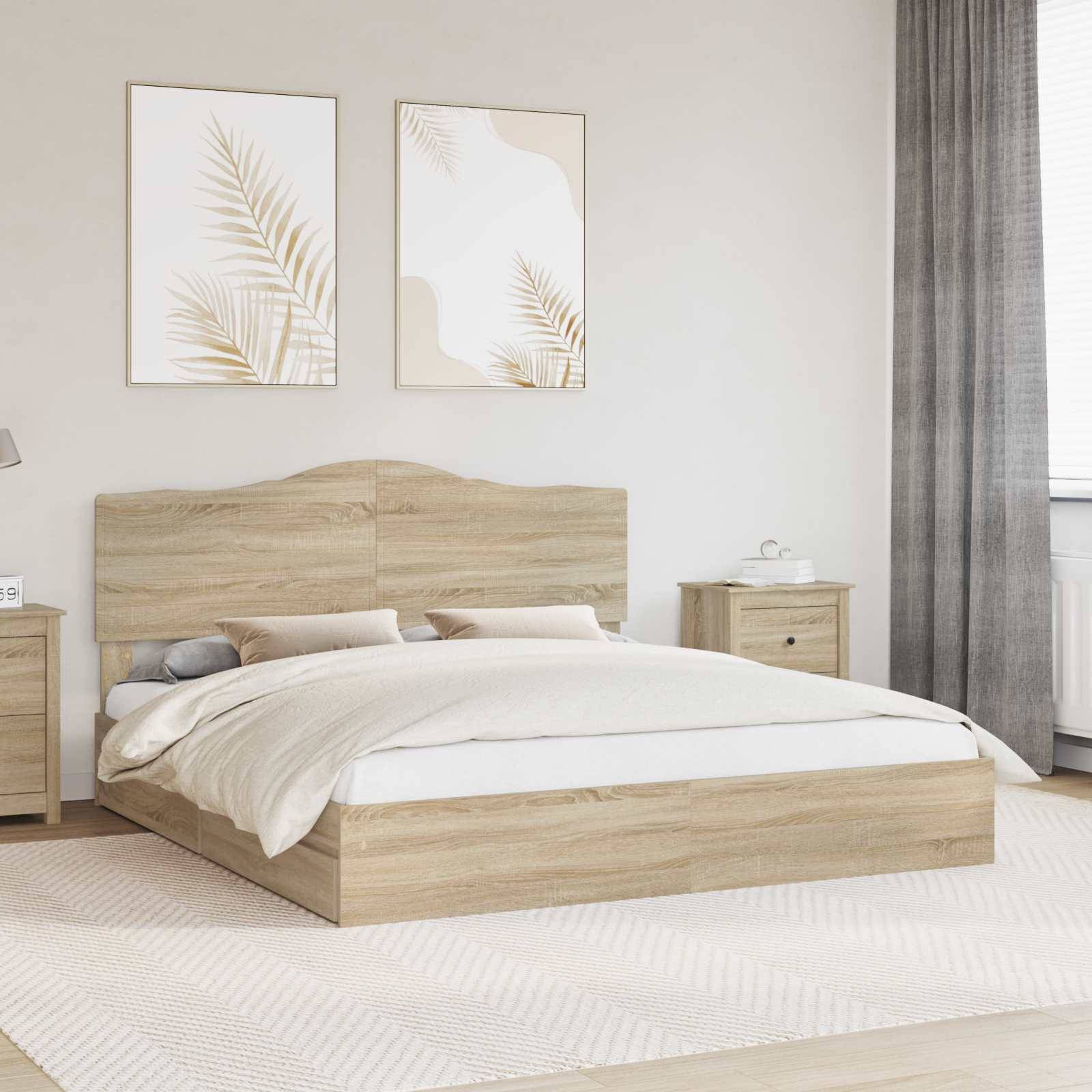 vidaXL Aufbewahrungsbett Sonoma-Eiche 180 x 200 cm Holzwerkstoff