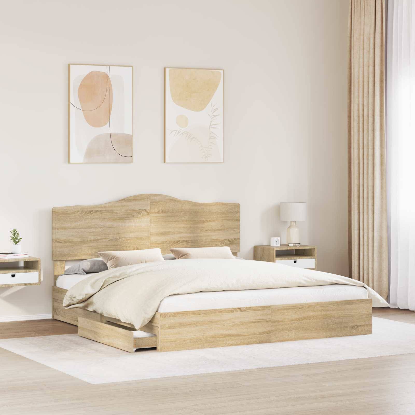 vidaXL Aufbewahrungsbett Sonoma-Eiche 180 x 200 cm Holzwerkstoff