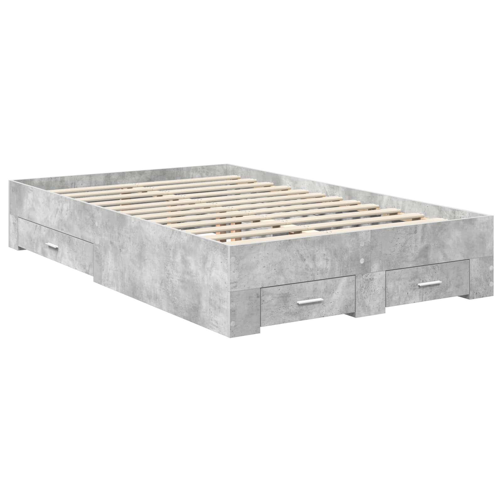 vidaXL Bettrahmen mit Kopfteil Beton Grau 120 x 200 cm Holzwerkstoff