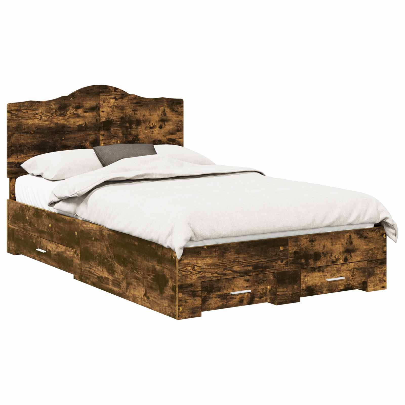 vidaXL Bettrahmen Geräucherte Eiche 120 x 190 cm Holzwerkstoff