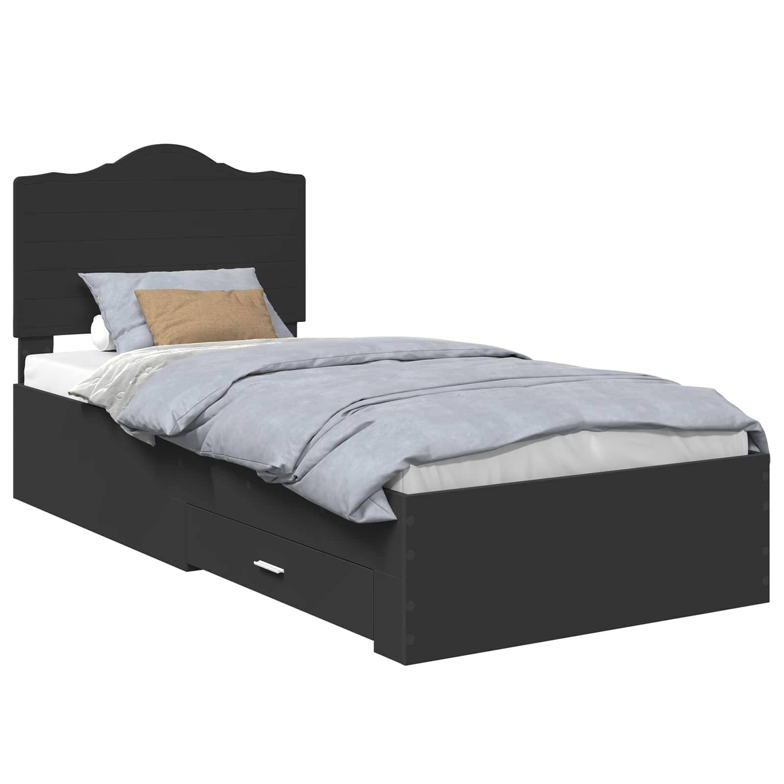 vidaXL Bettrahmen mit Kopfteil Schwarz 70 x 190 cm Holzwerkstoff