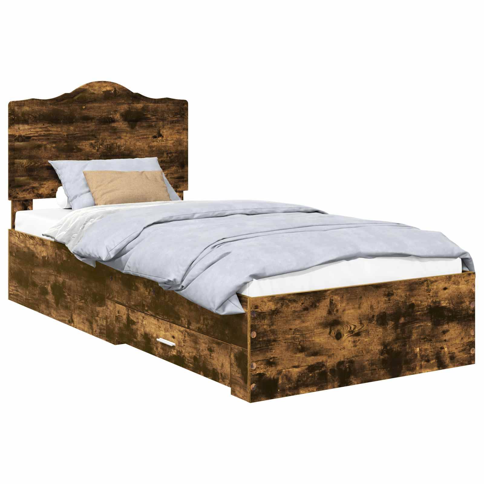 vidaXL Bettrahmen Geräucherte Eiche 70 x 190 cm Holzwerkstoff