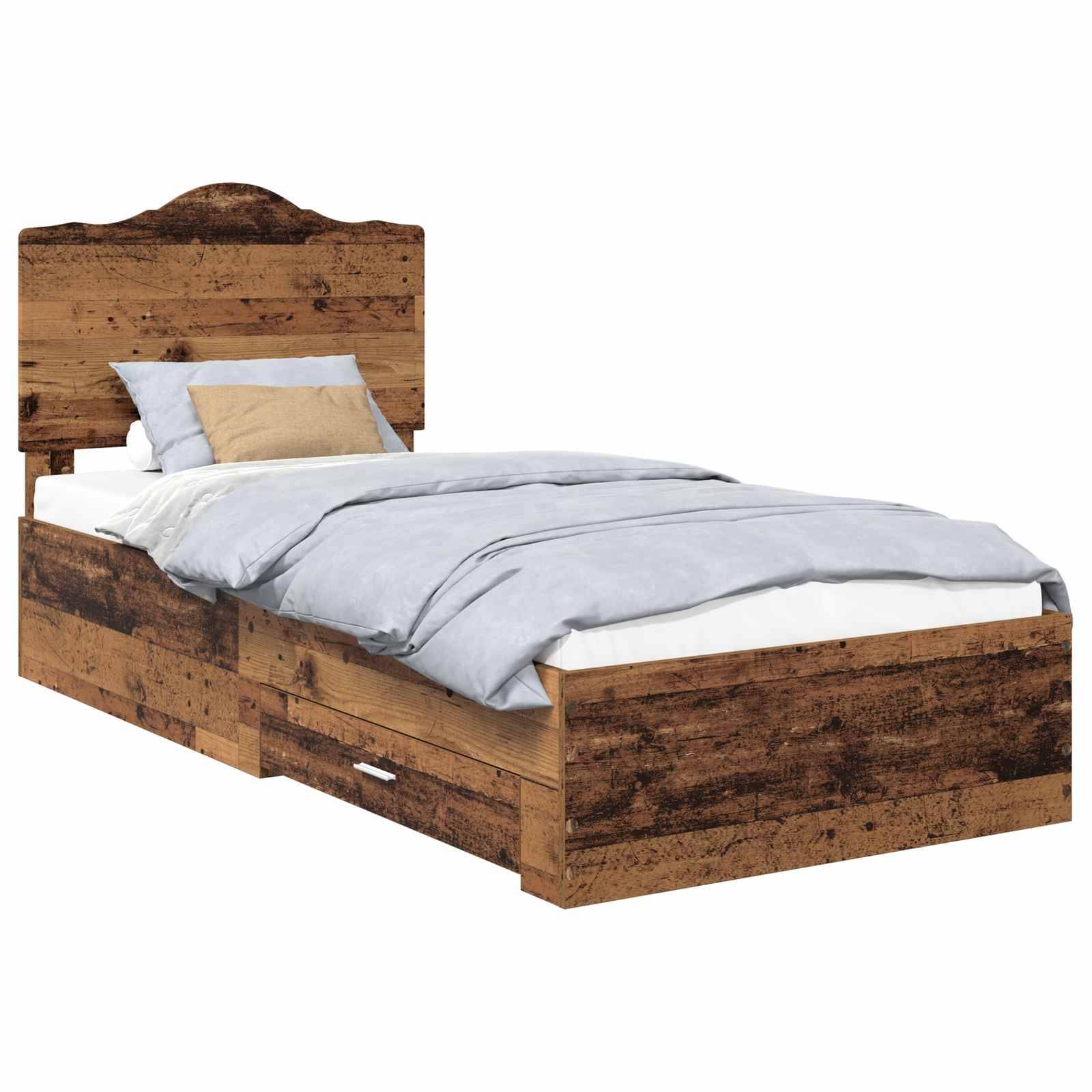 vidaXL Bettrahmen mit Kopfteil Altholz 100 x 200 cm Holzwerkstoff