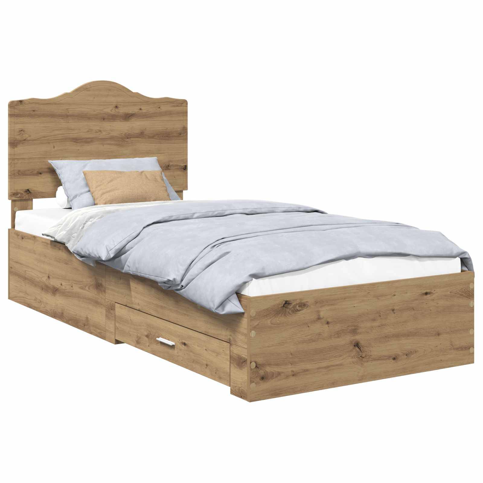 vidaXL Bettrahmen mit Kopfteil Artisan-Eiche 90 x 190 cm Holzwerkstoff