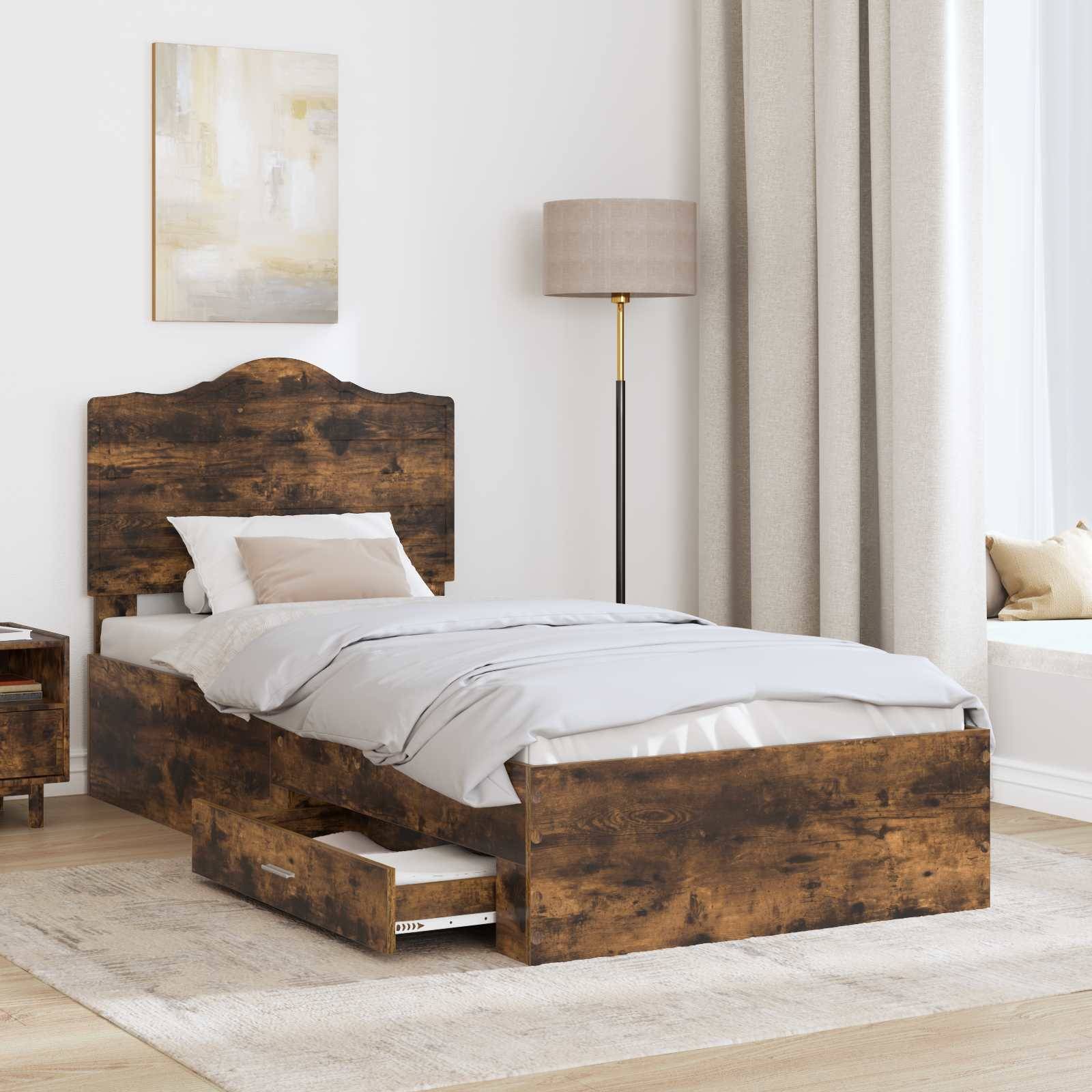 vidaXL Bettrahmen Geräucherte Eiche 70 x 190 cm Holzwerkstoff