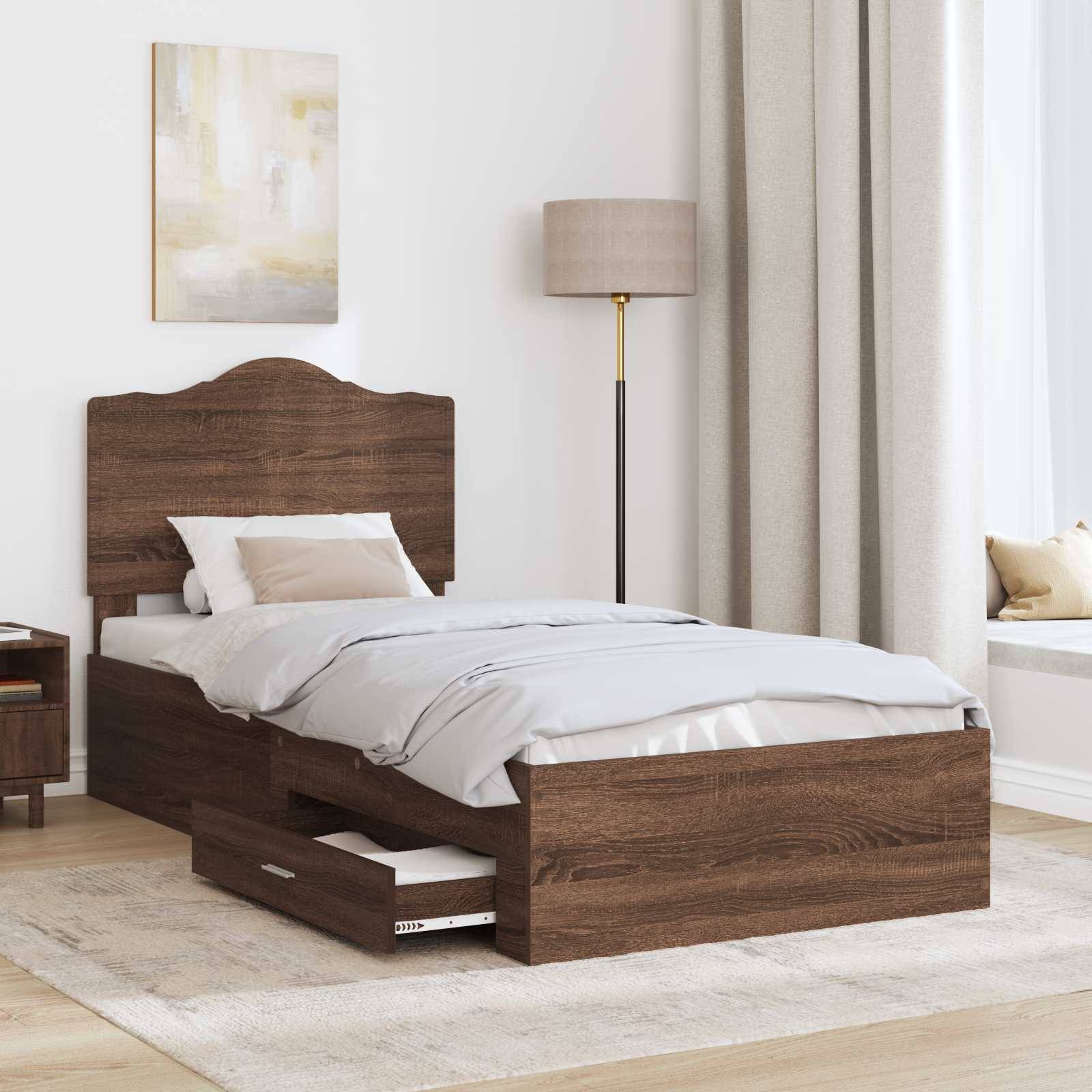 vidaXL Bettrahmen Braun Eichen-Optik 70 x 190 cm Holzwerkstoff