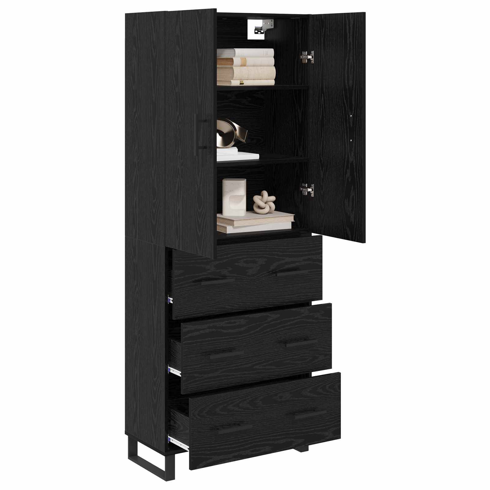 vidaXL Highboard 2 pcs Schwarz Eichen-Optik 69,5 x 34 x 180 cm
