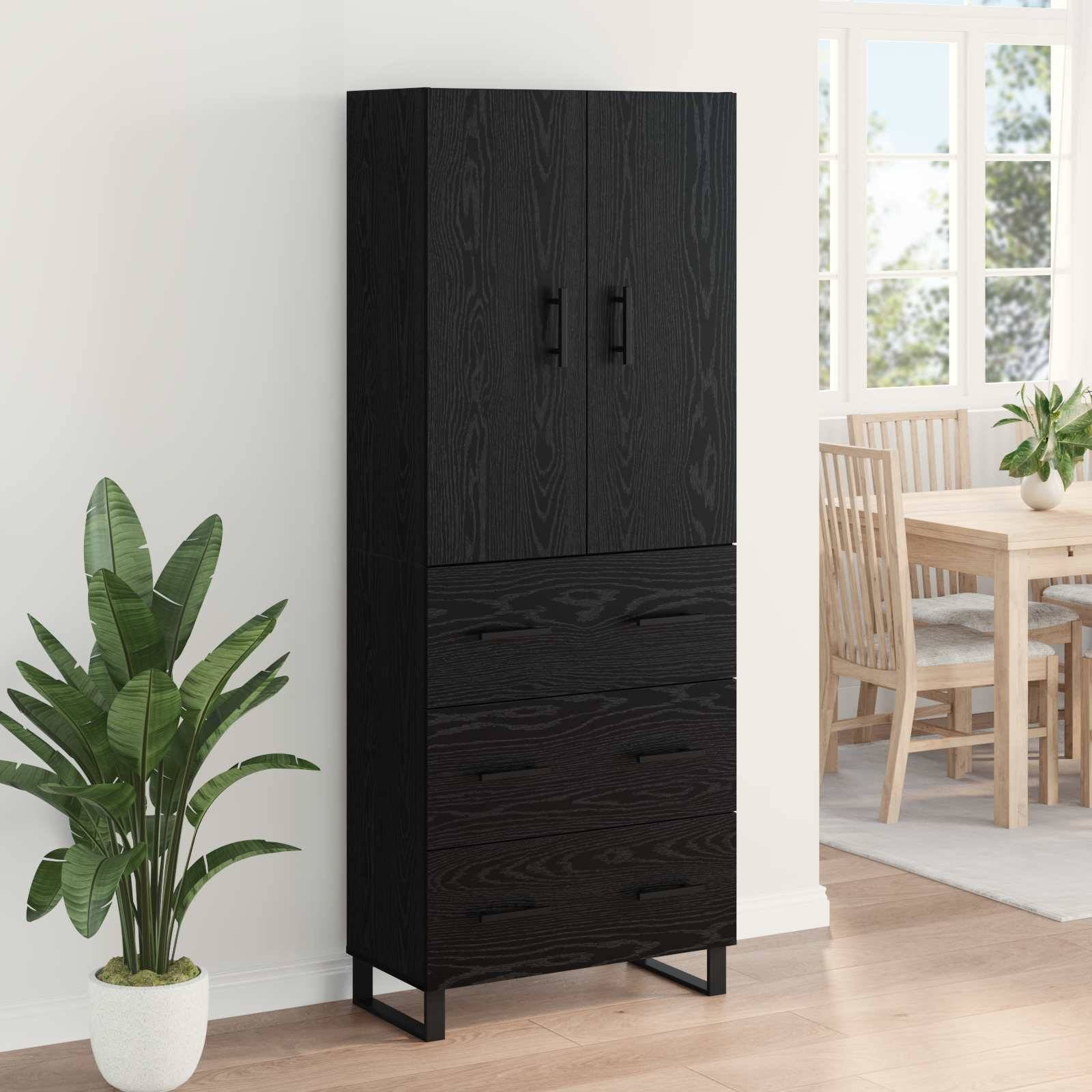vidaXL Highboard 2 pcs Schwarz Eichen-Optik 69,5 x 34 x 180 cm